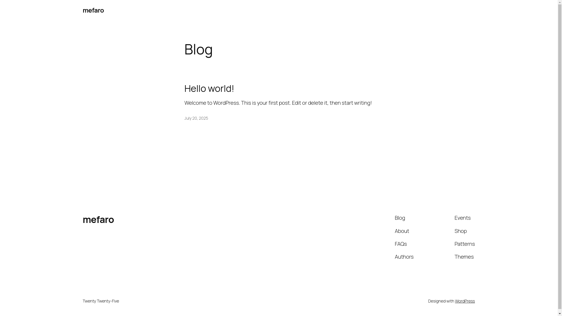 website screenshot of https://mefaro.shop/
