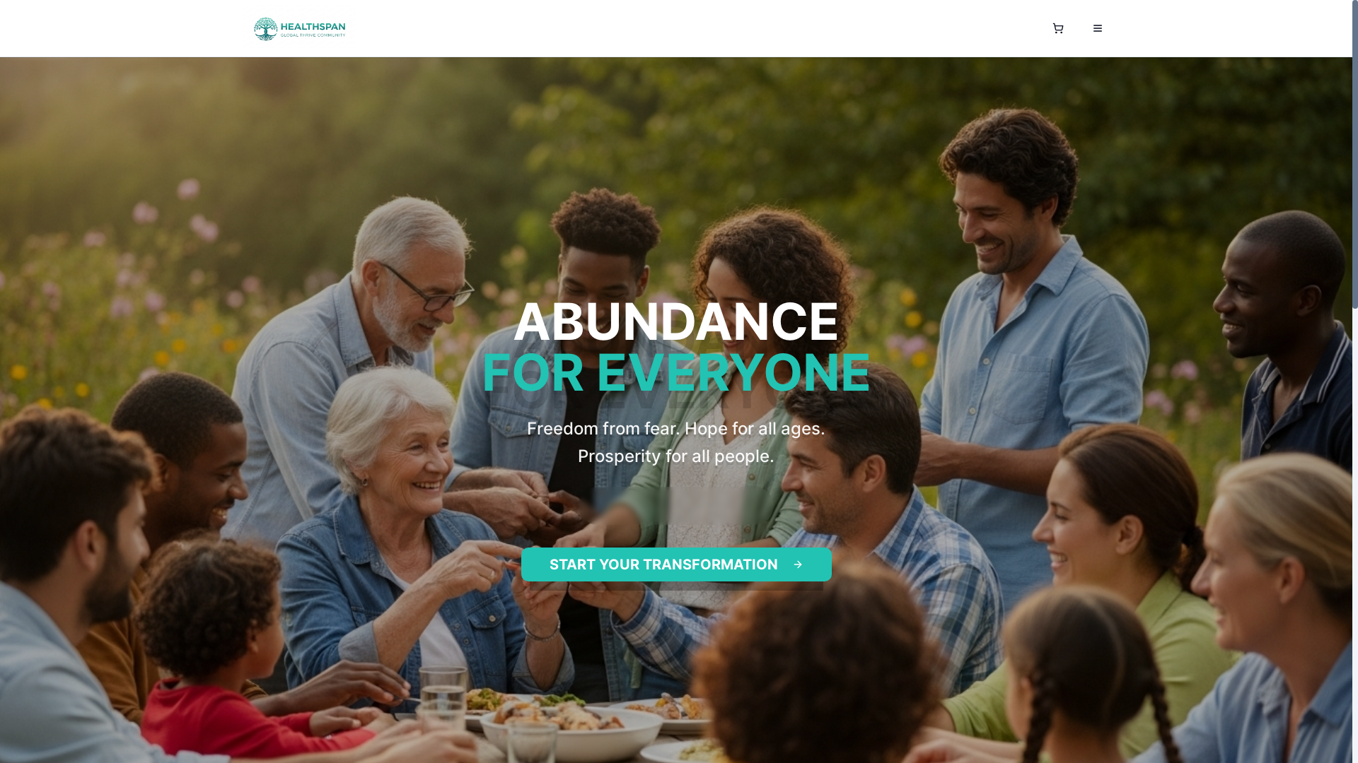 website screenshot of https://healthspanglobalthrivecommunity.com/