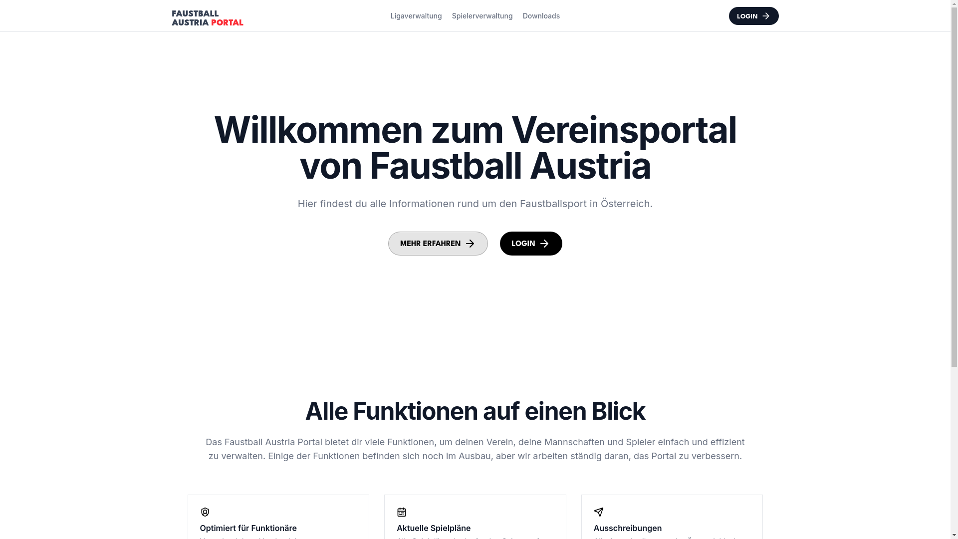 website screenshot of https://faustball-austria-portal-new.pages.dev/