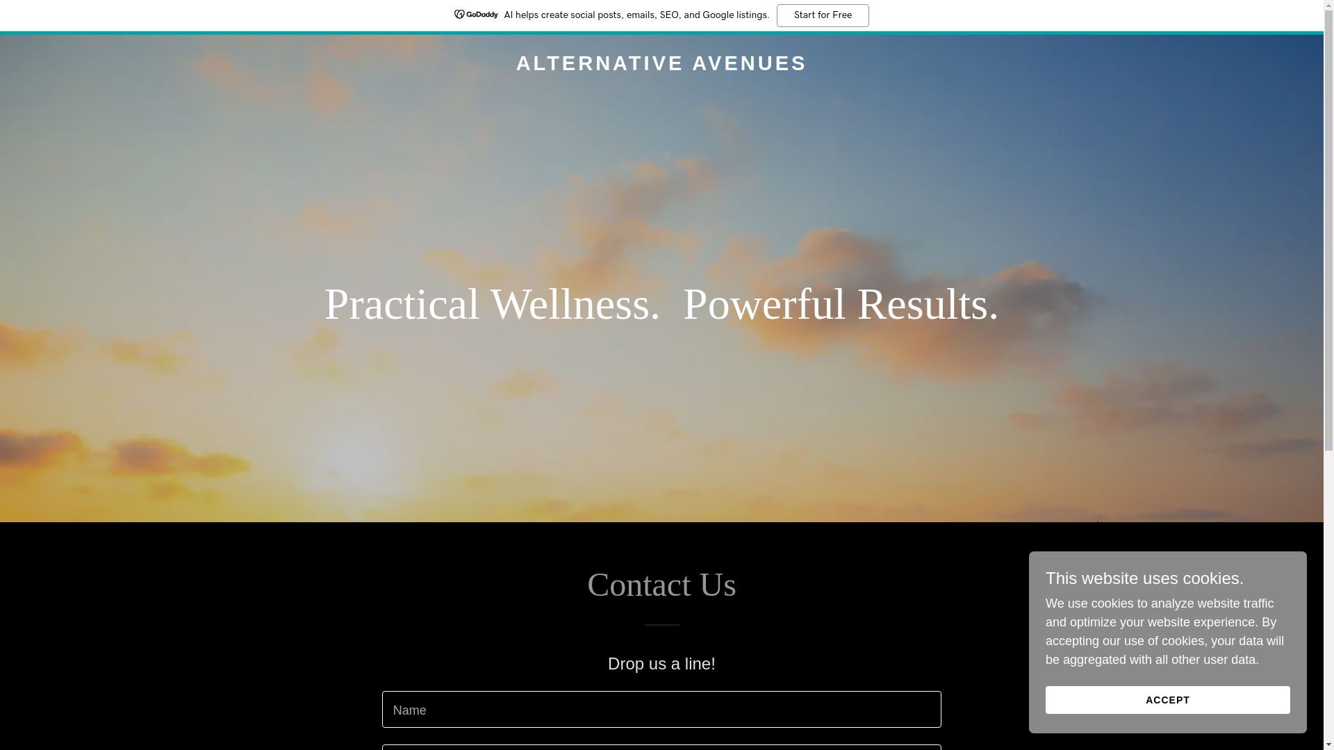 website screenshot of https://alternativeavenues.life/