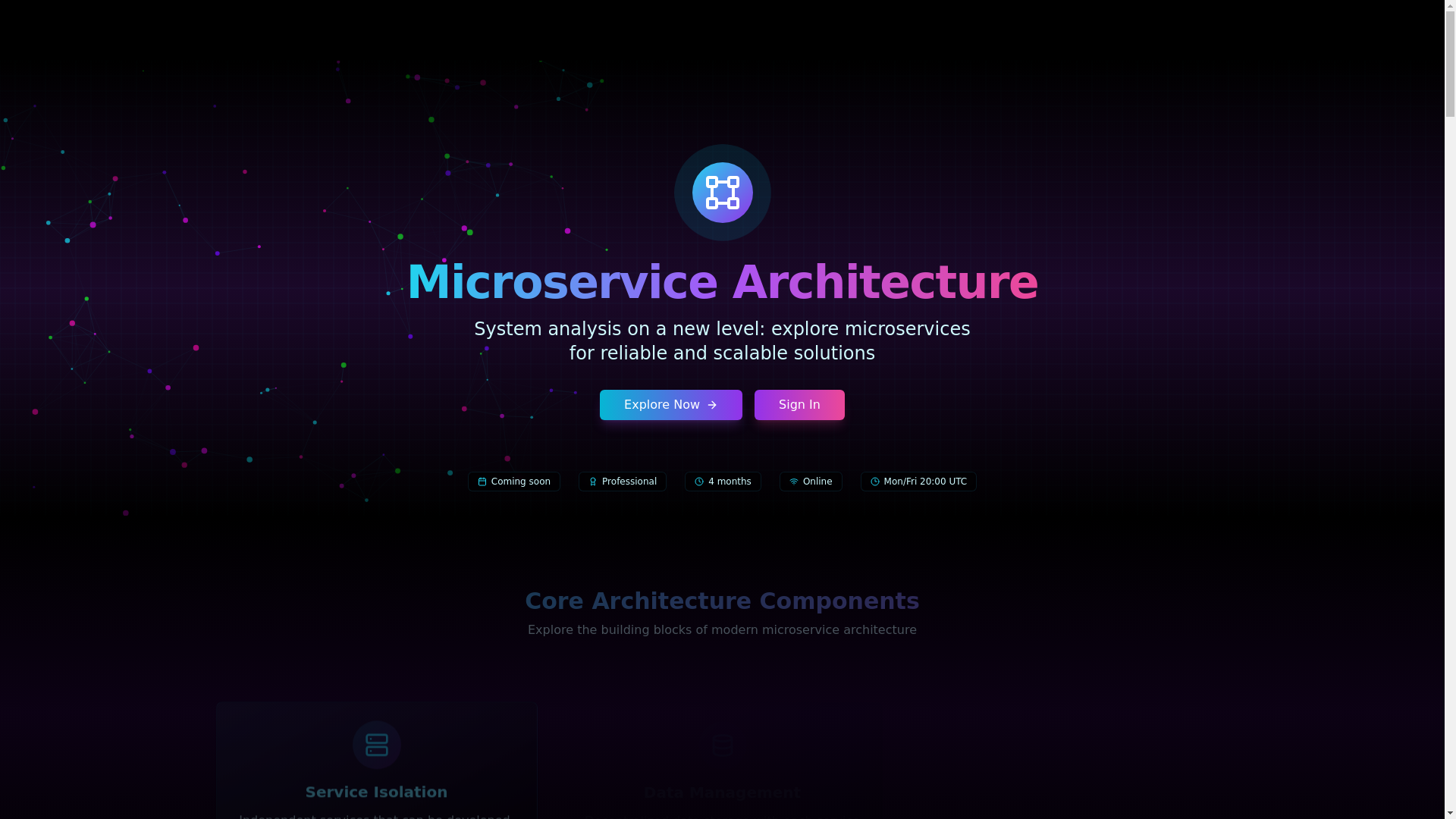 website screenshot of https://microservicearch.com/