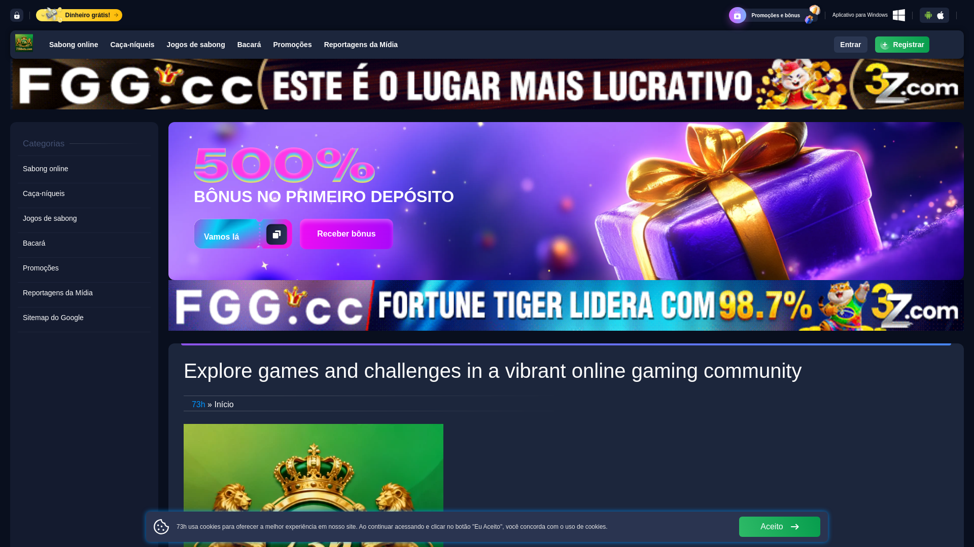 website screenshot of https://73hbets.com/