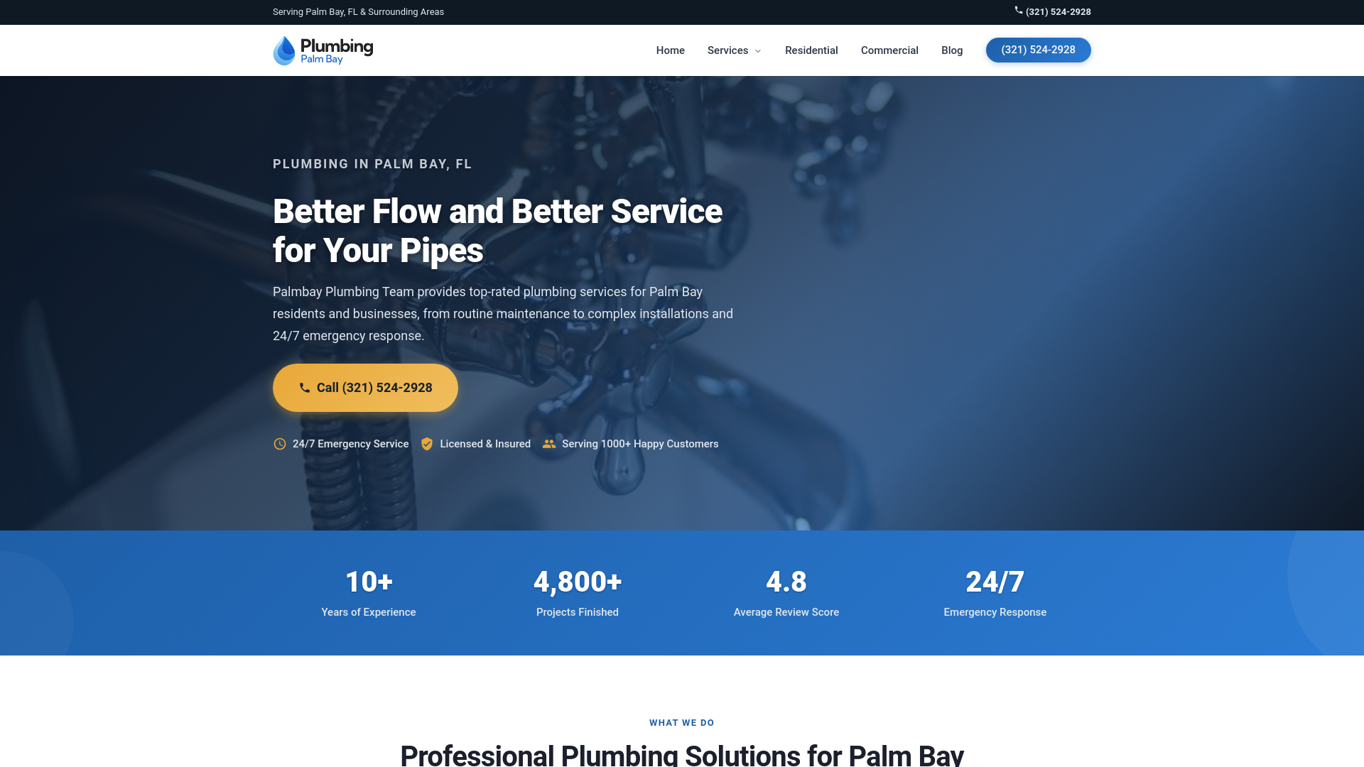 website screenshot of https://palmbayplumbingteam.com