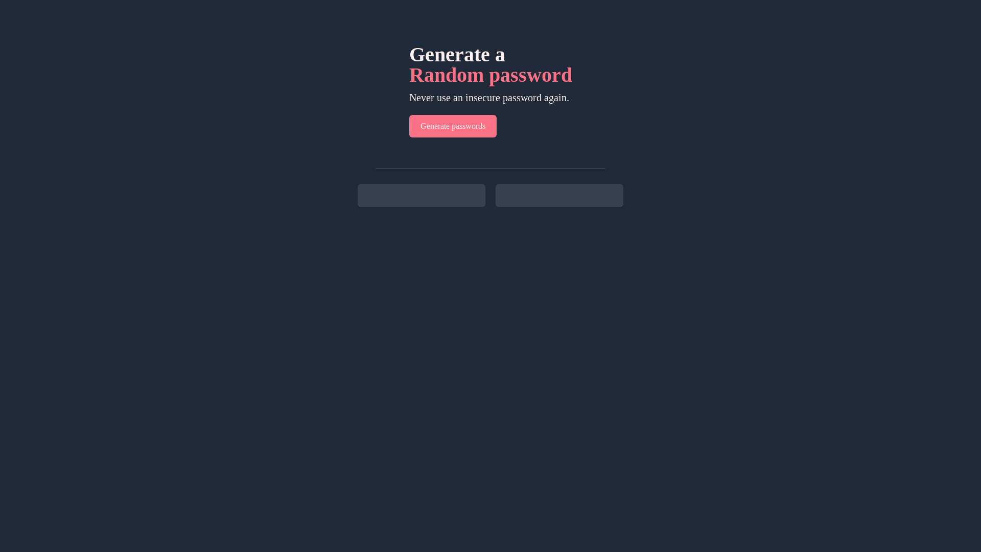 website screenshot of https://generatepassword-scrimba.pages.dev/