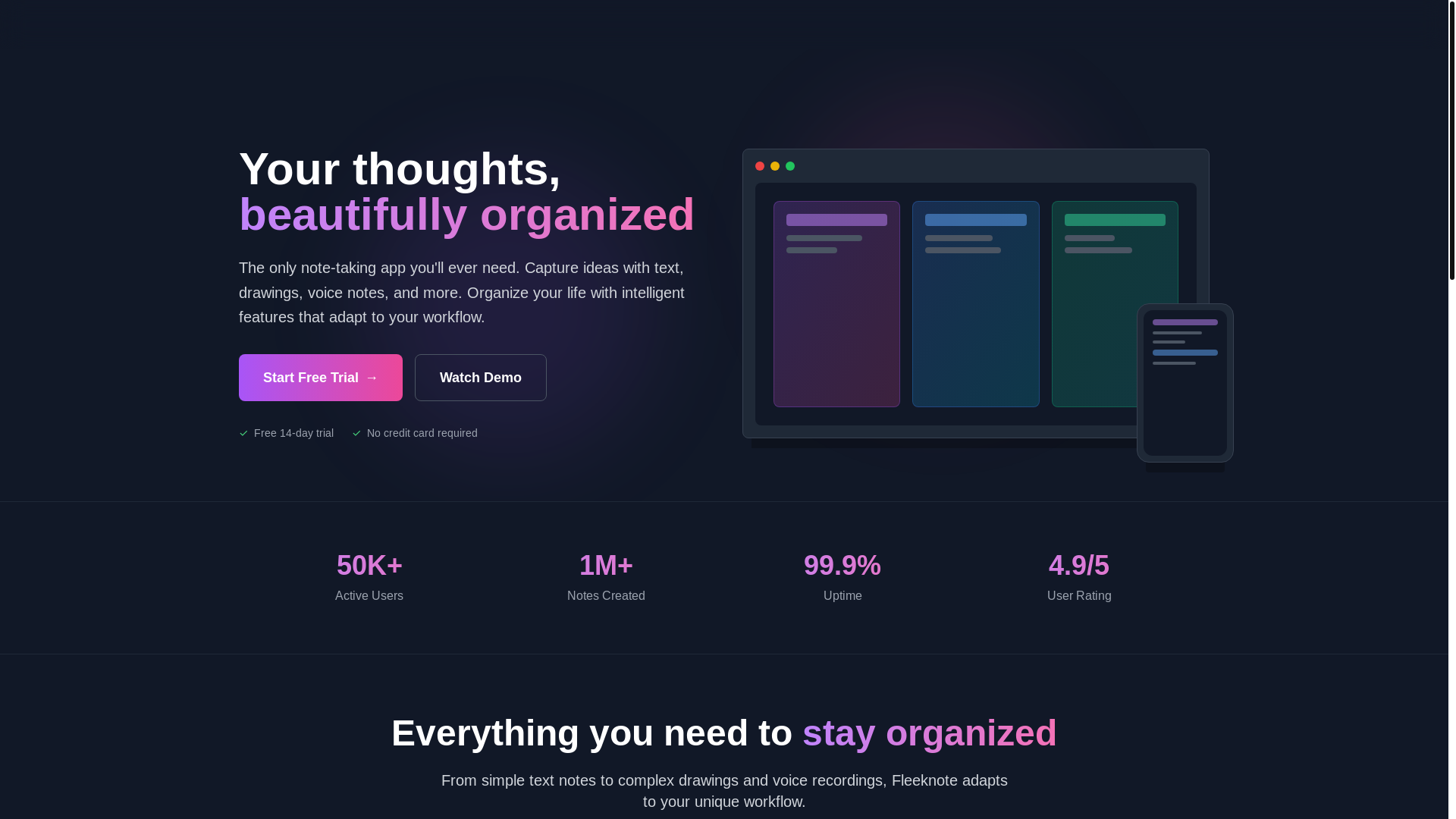 website screenshot of https://fleeknote.com/