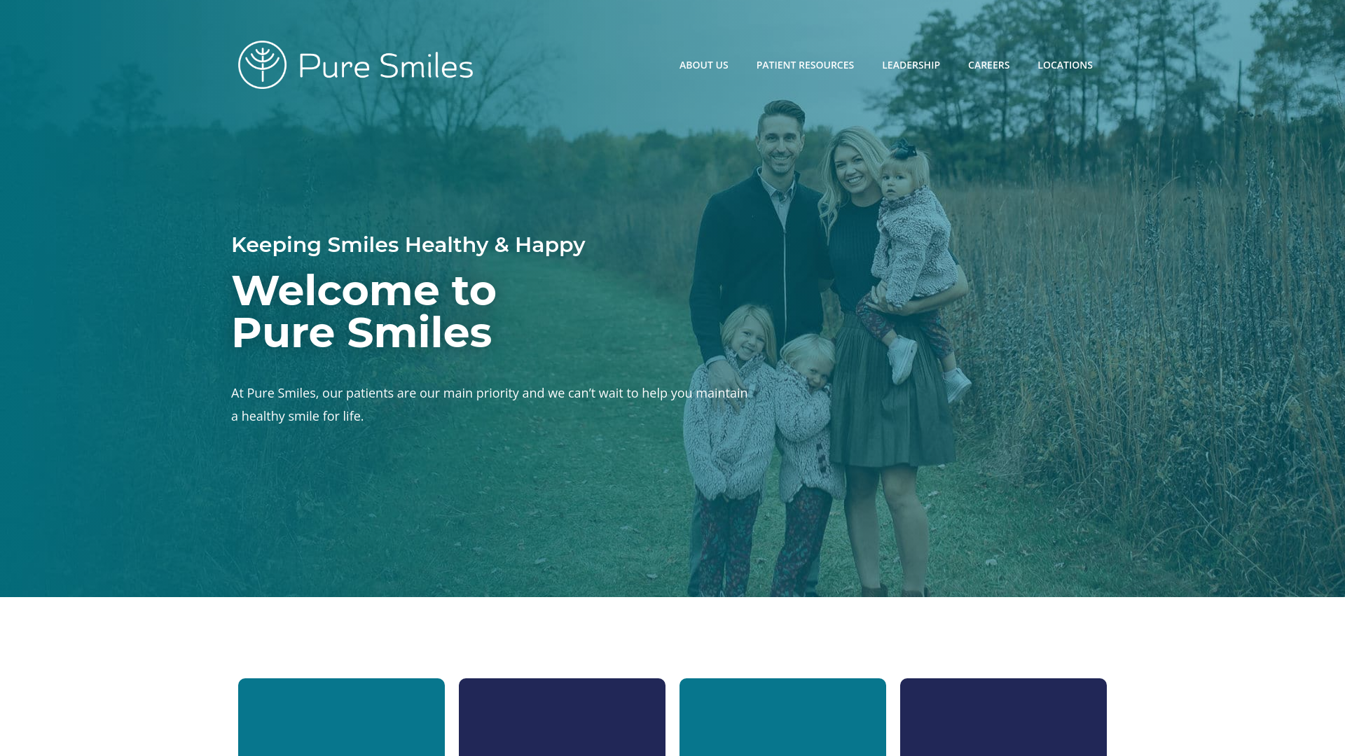 website screenshot of https://puresmiles.com/