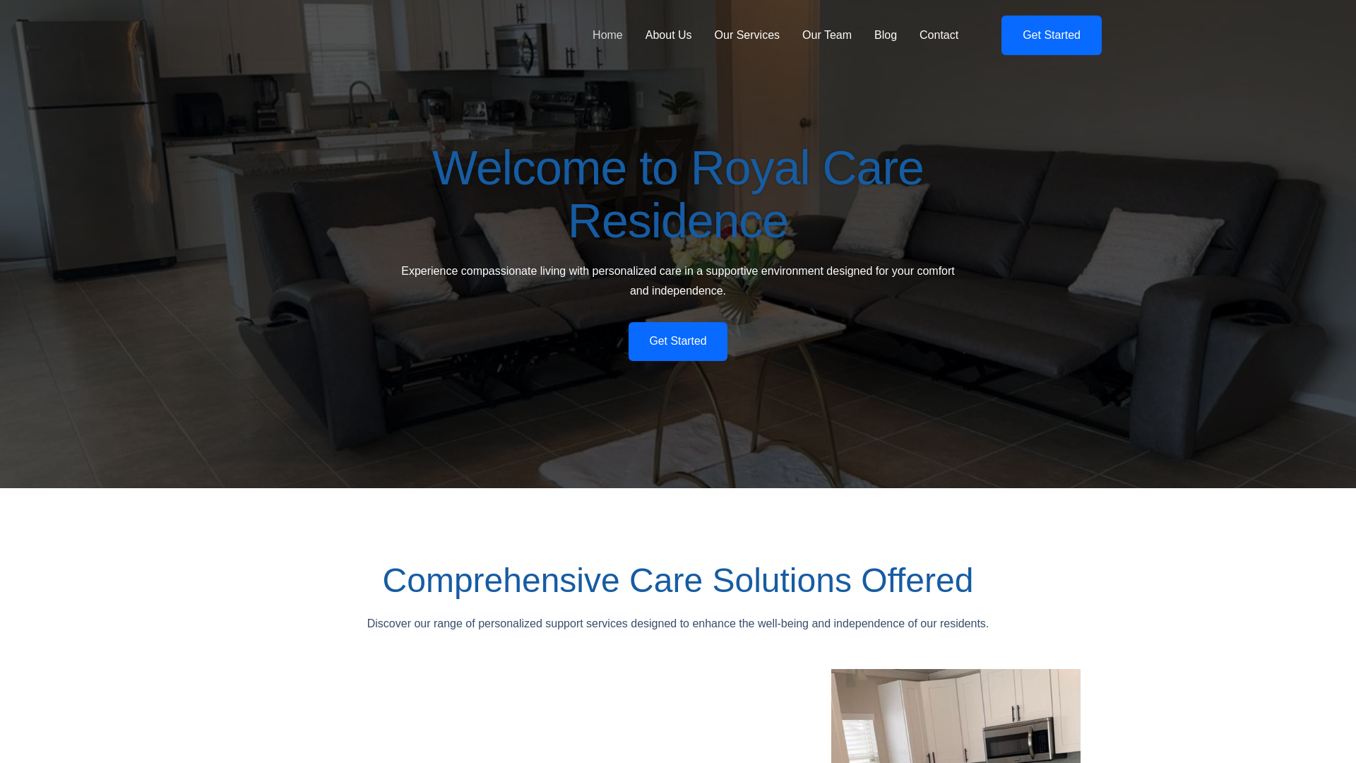 website screenshot of https://royalcareresidence.com/