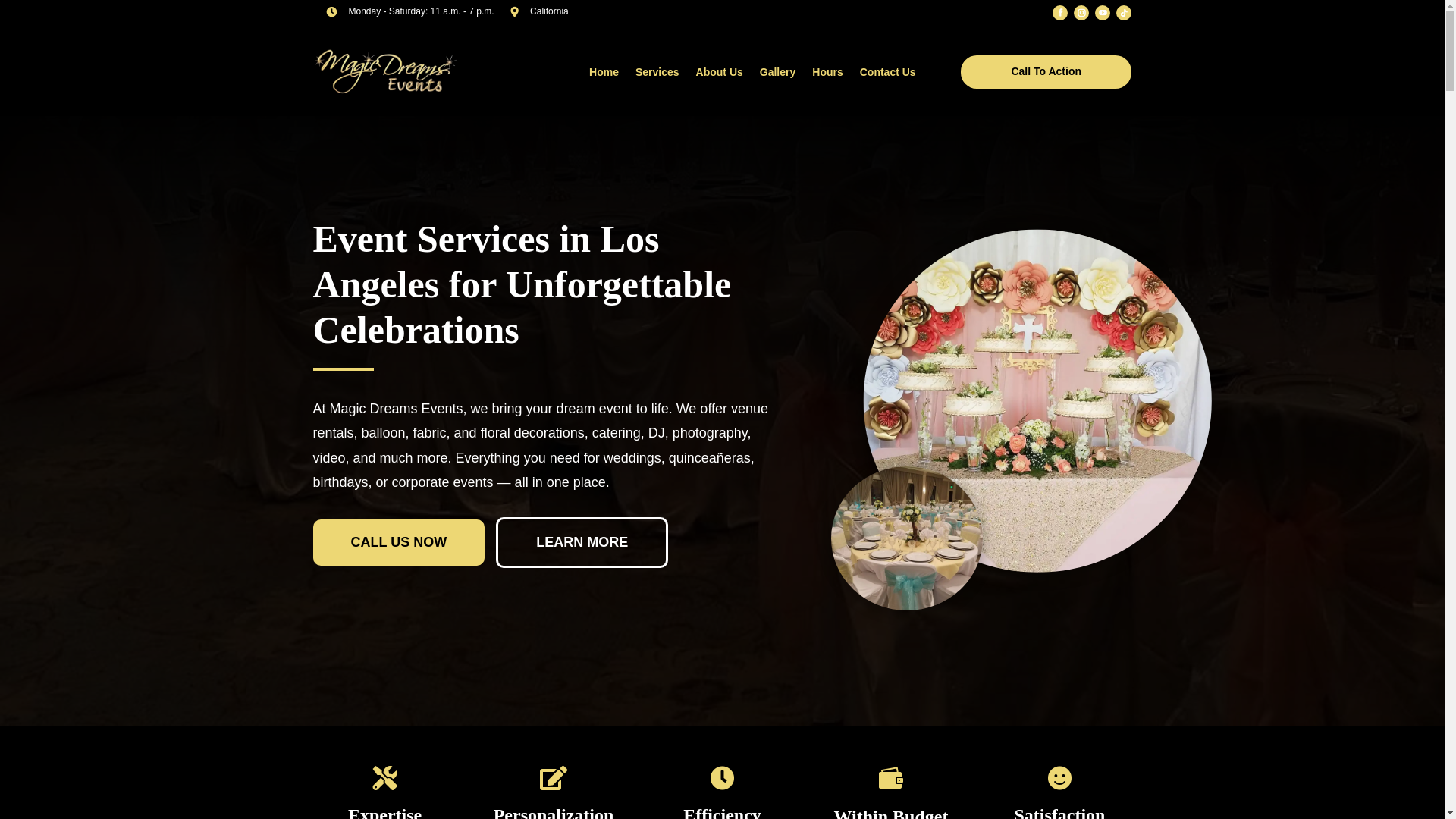 website screenshot of https://magicdreamsevents.net/
