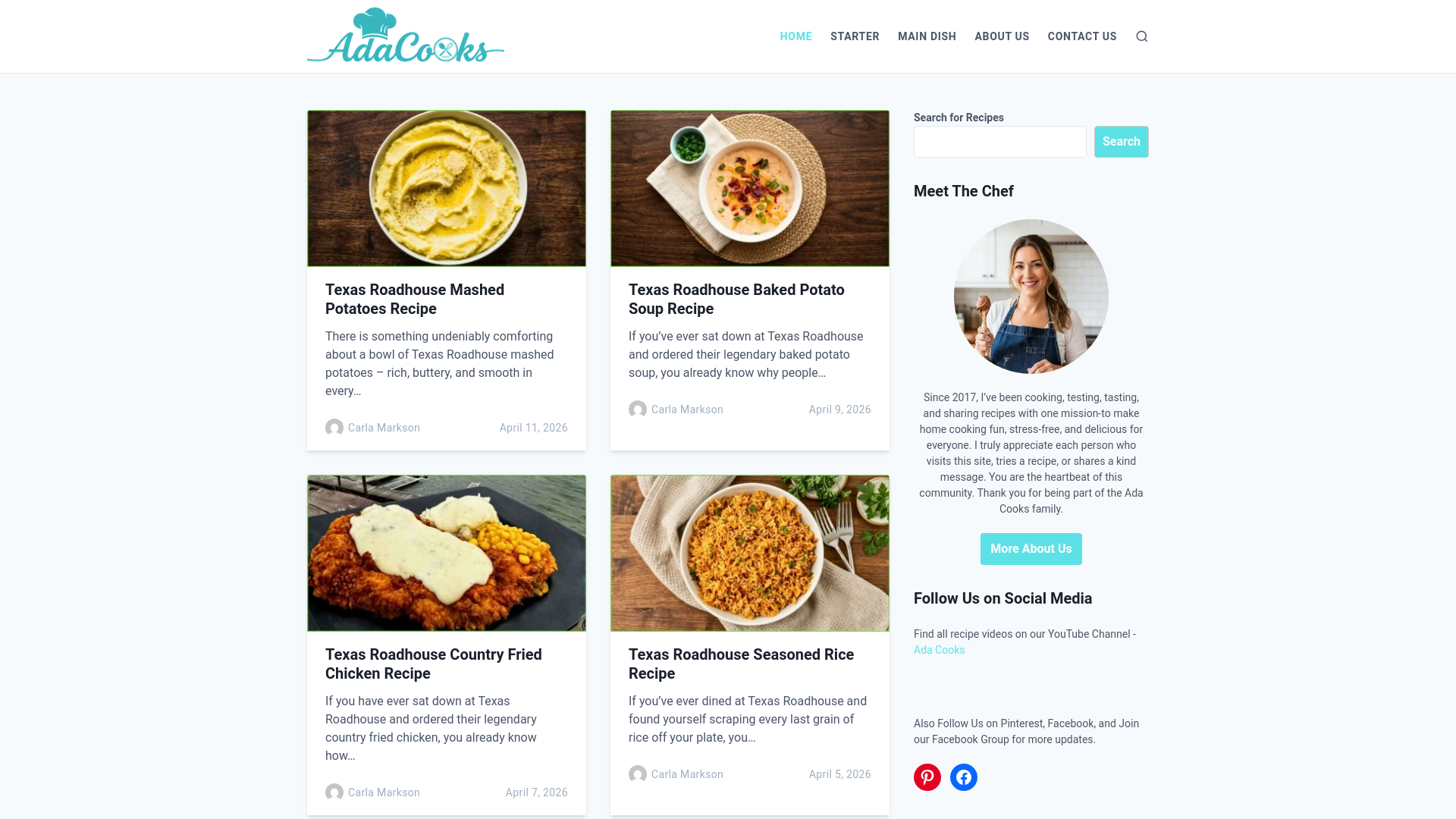 website screenshot of https://adacooks.com/