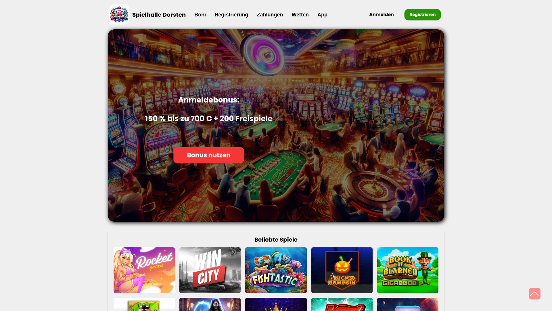 website screenshot of https://spielhalledorsten.de