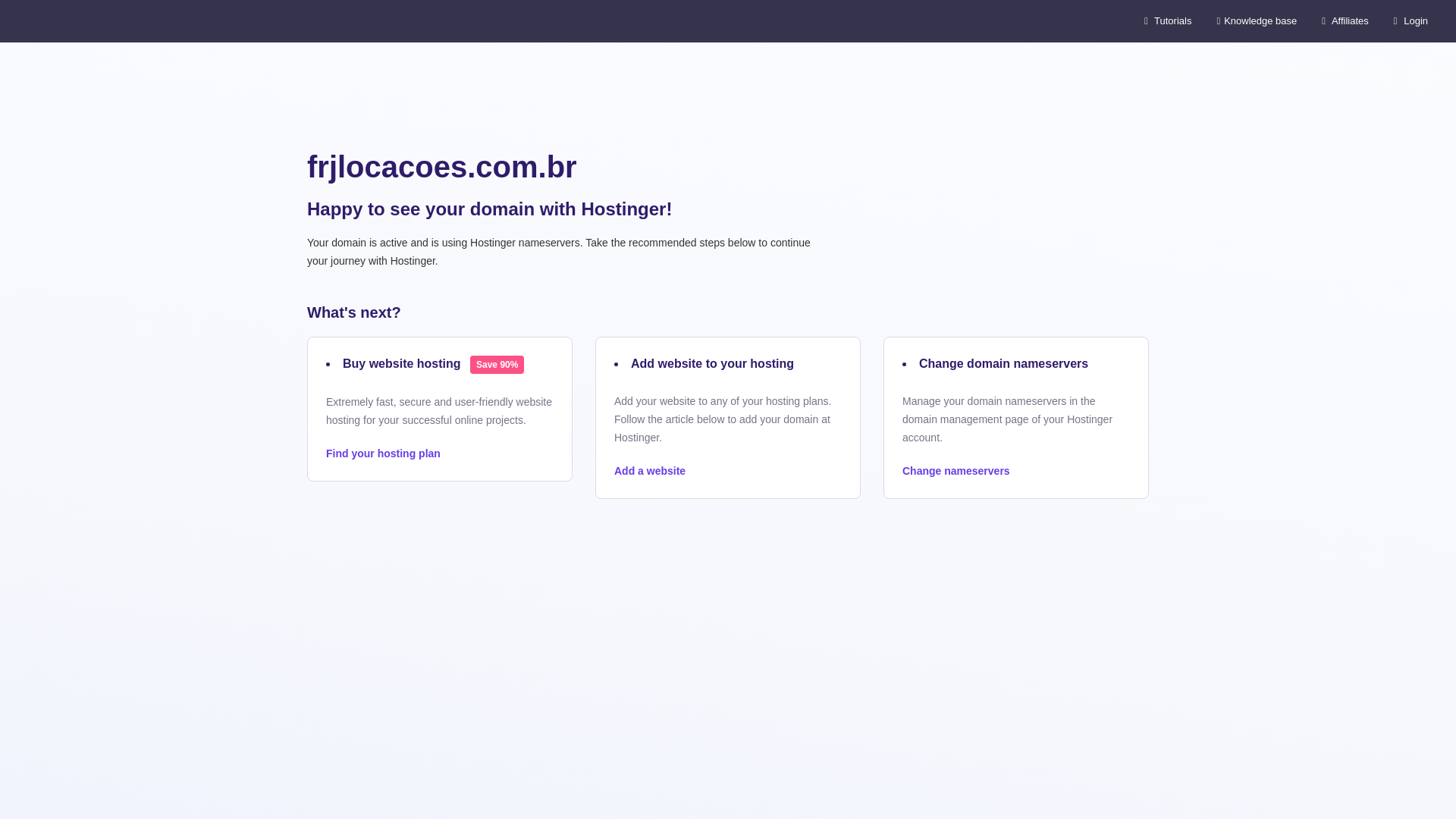 website screenshot of https://frjlocacoes.com.br/