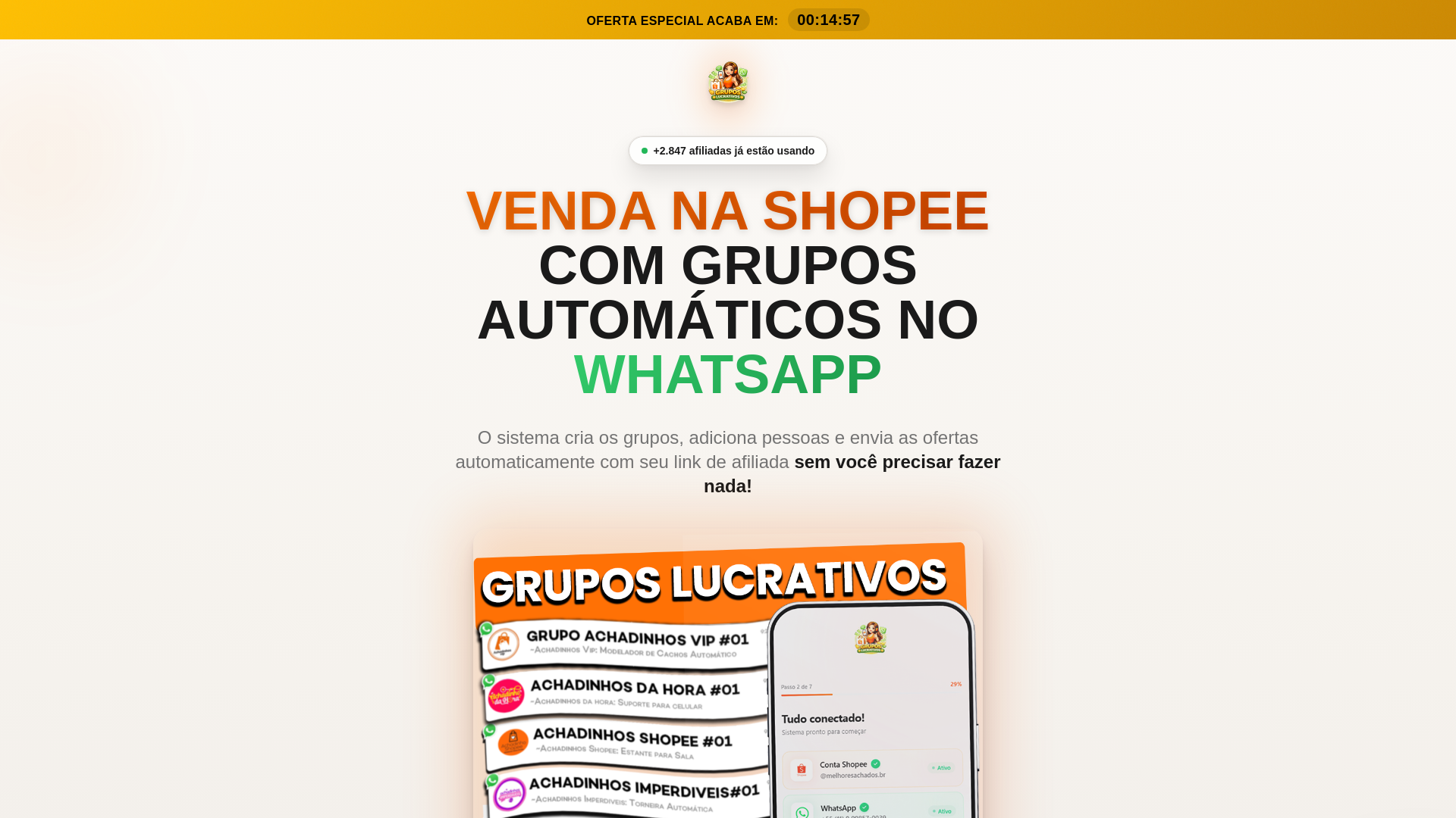 website screenshot of https://afiliadasdesucesso.site/