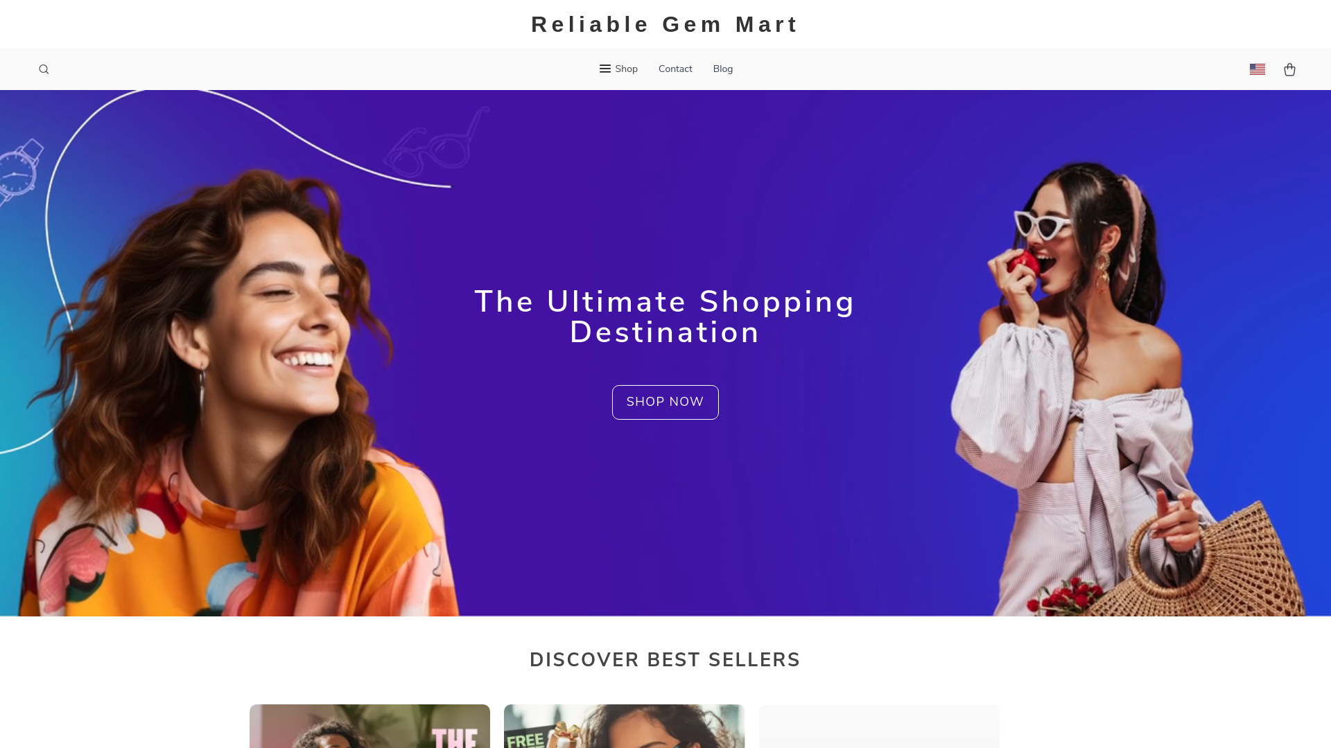 website screenshot of https://reliablegemmart.shop/