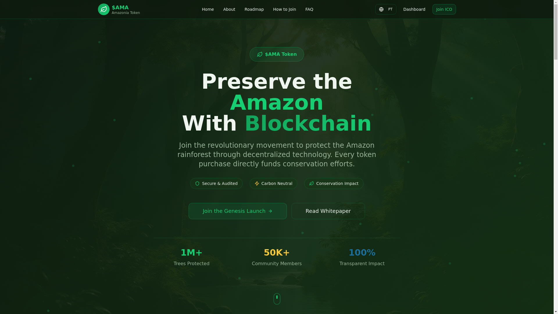 website screenshot of https://amatoken.org/