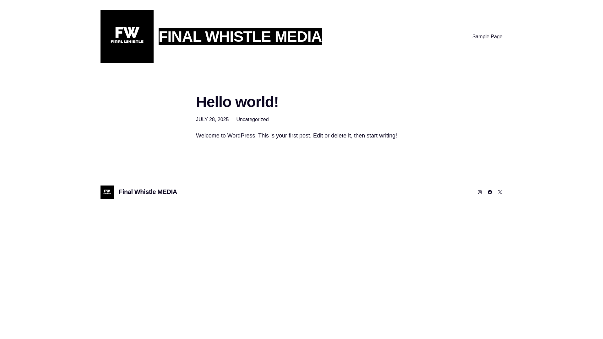 website screenshot of https://finalwhistlemedia.com/