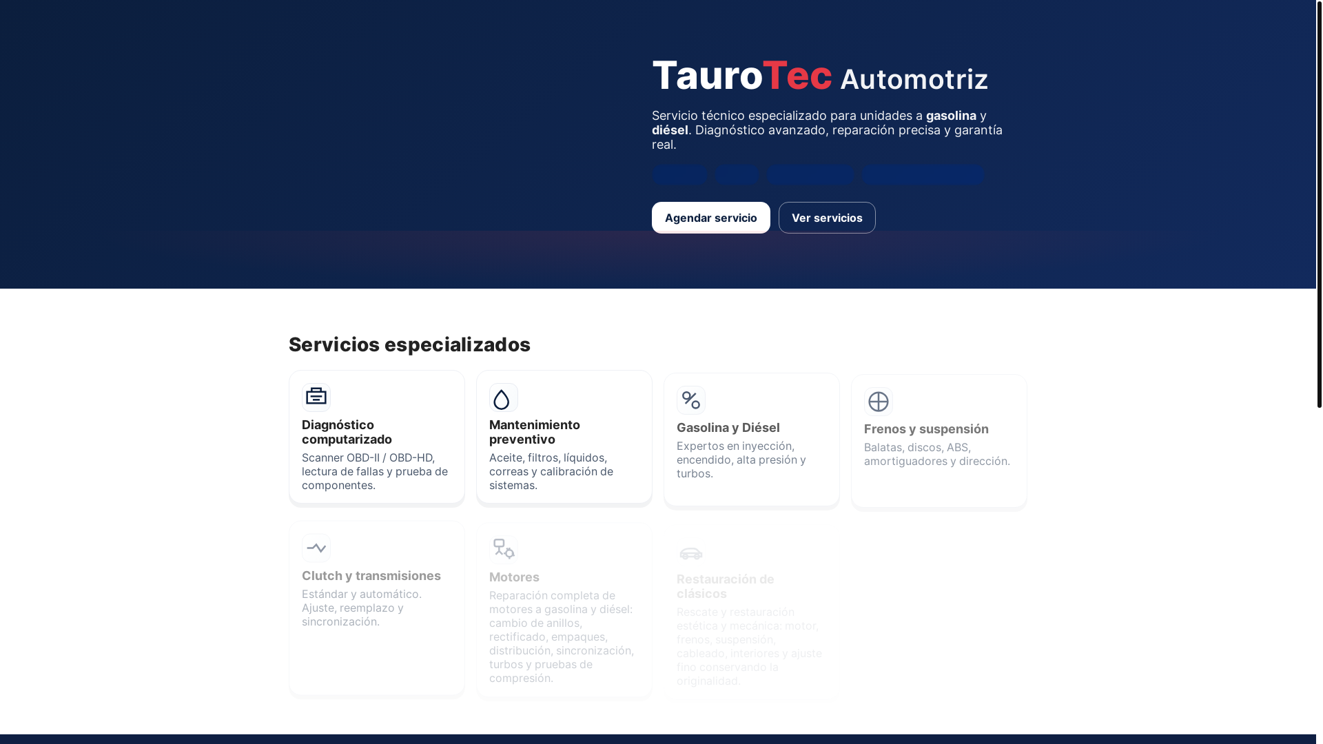 website screenshot of https://taurotecautomotriz.mx/