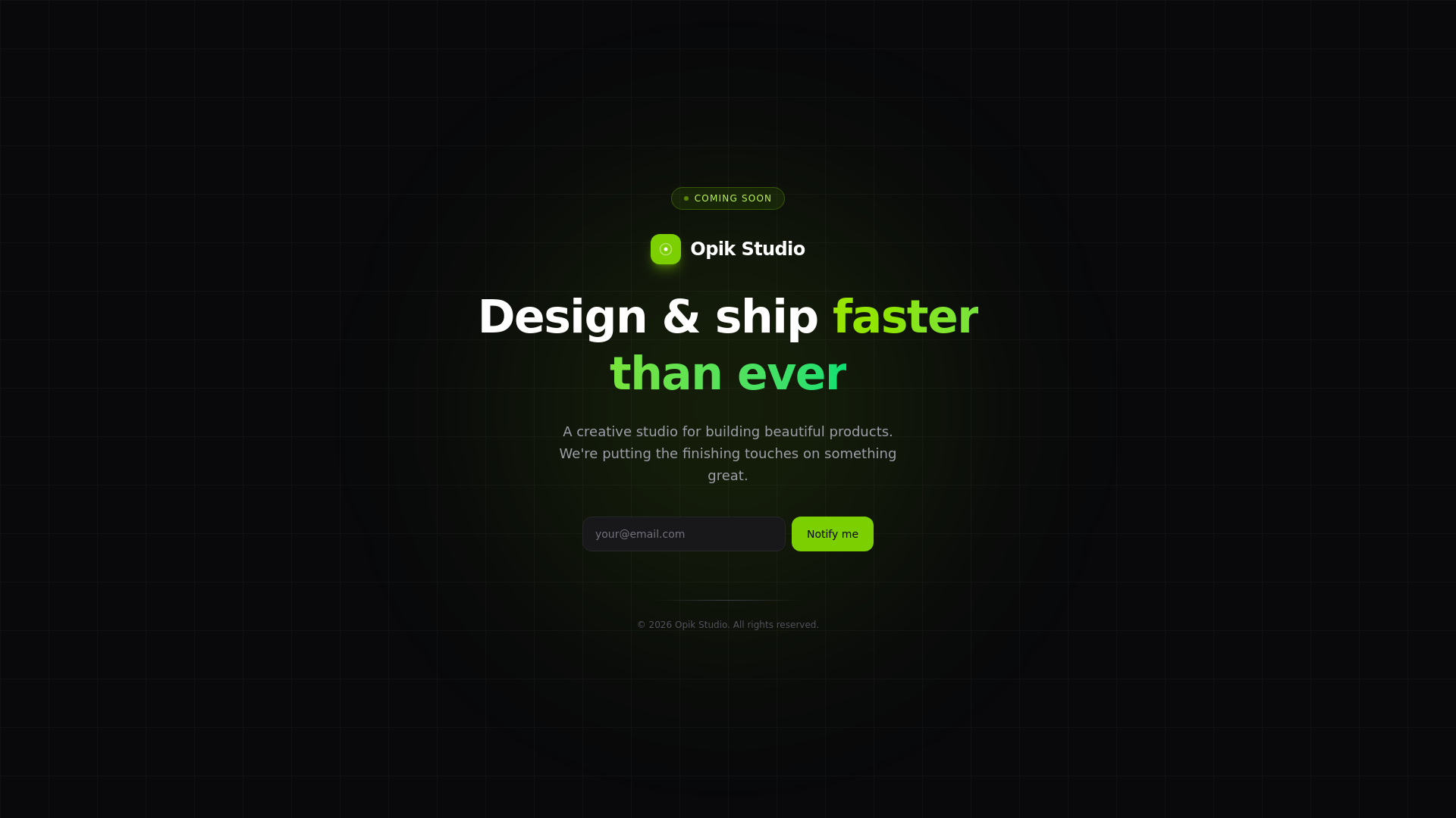 website screenshot of https://opik-studio-coming-soon.pages.dev/