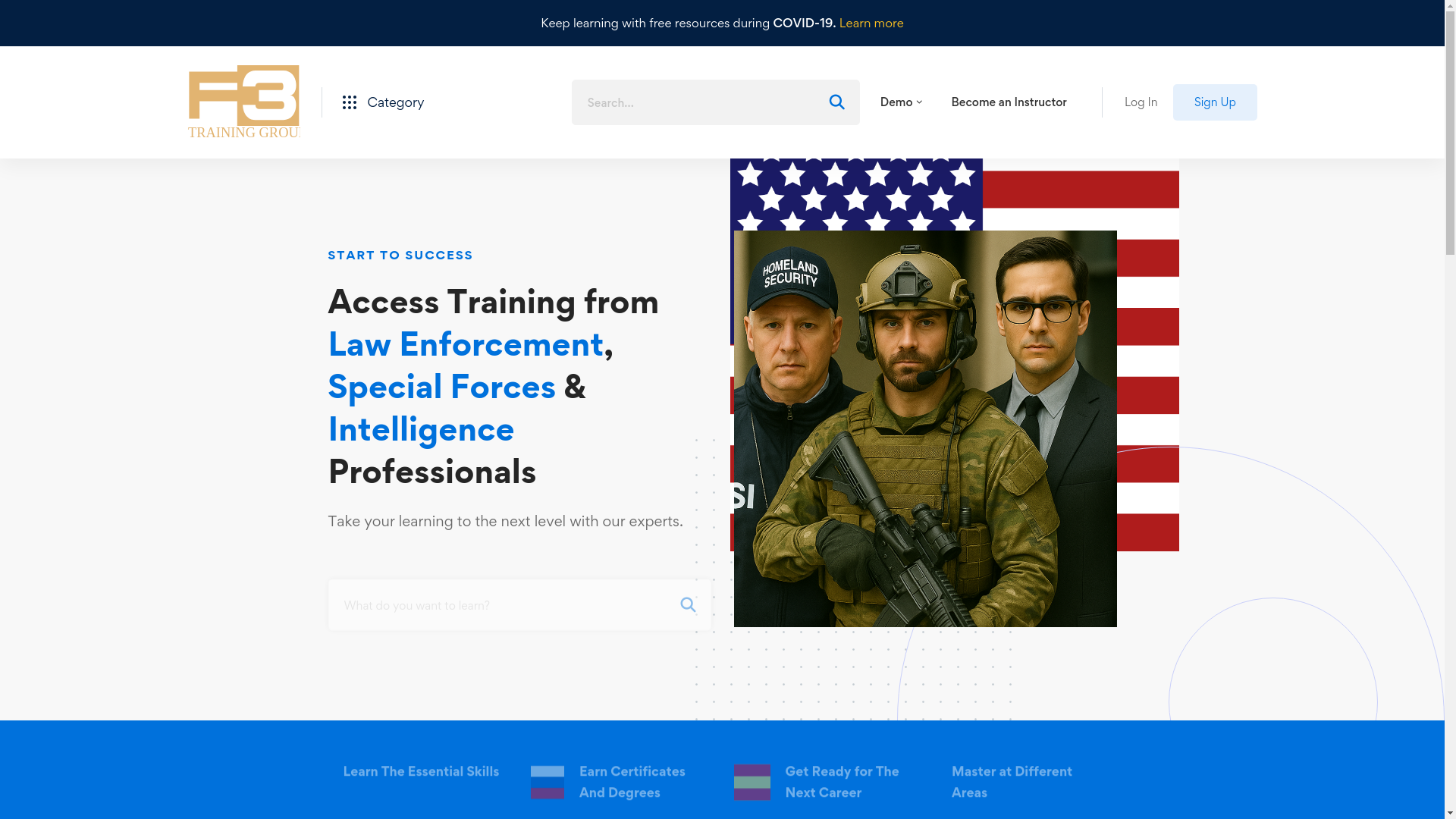 website screenshot of https://f3train.me/