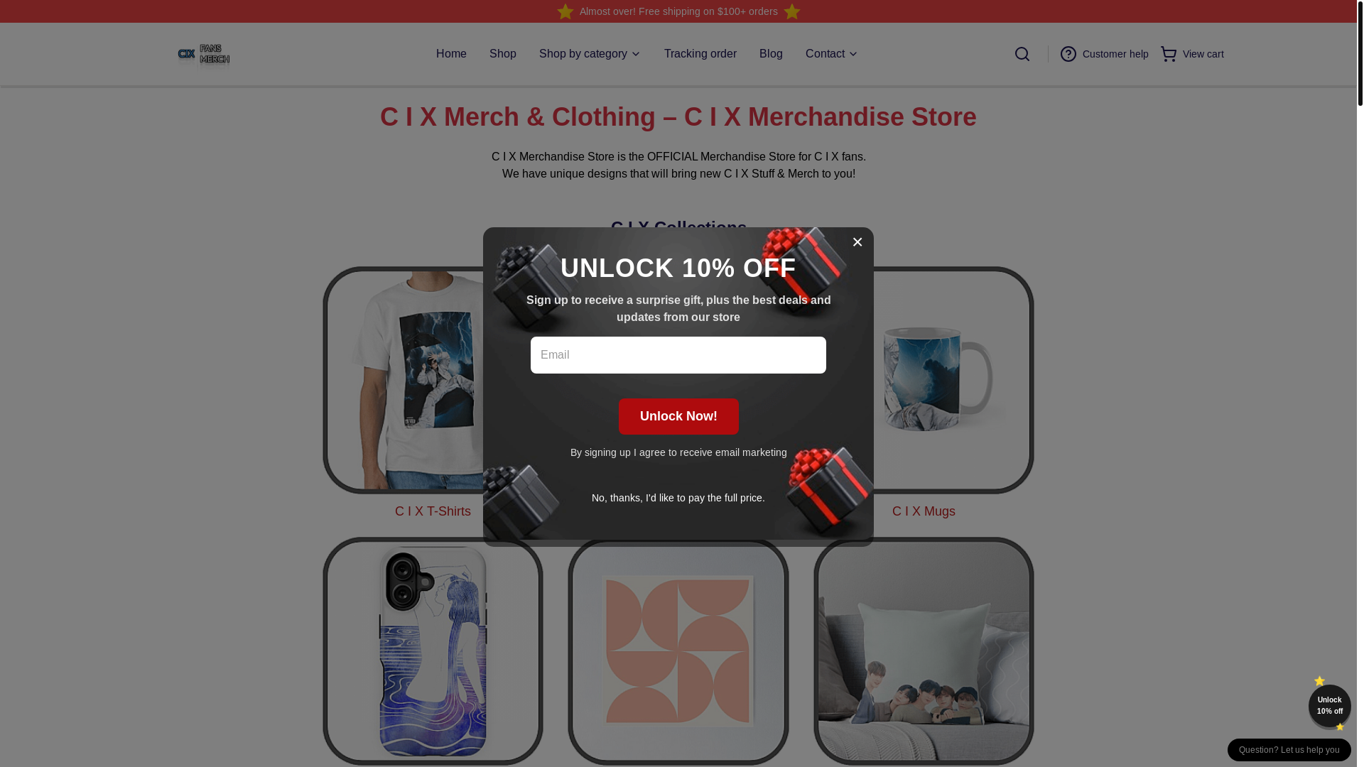 website screenshot of https://cixmerch.shop/