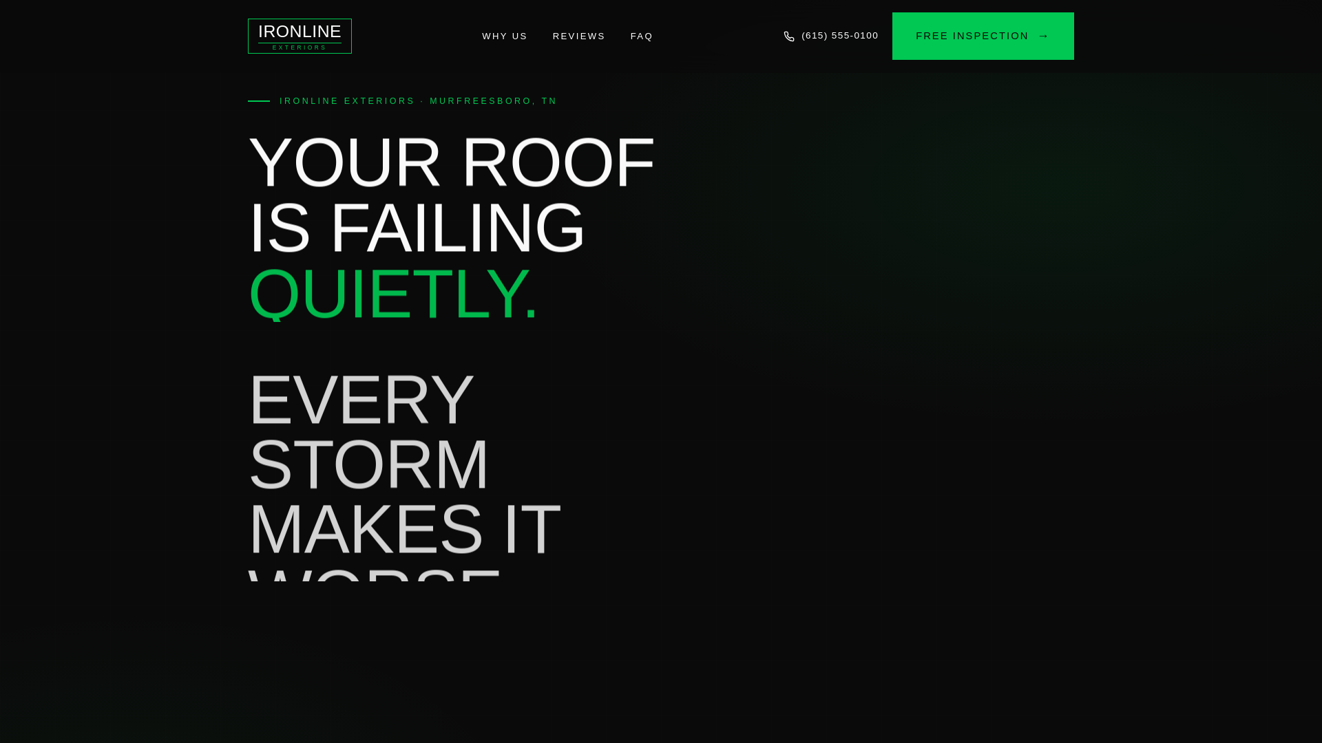 website screenshot of https://ironlineexteriors.com/