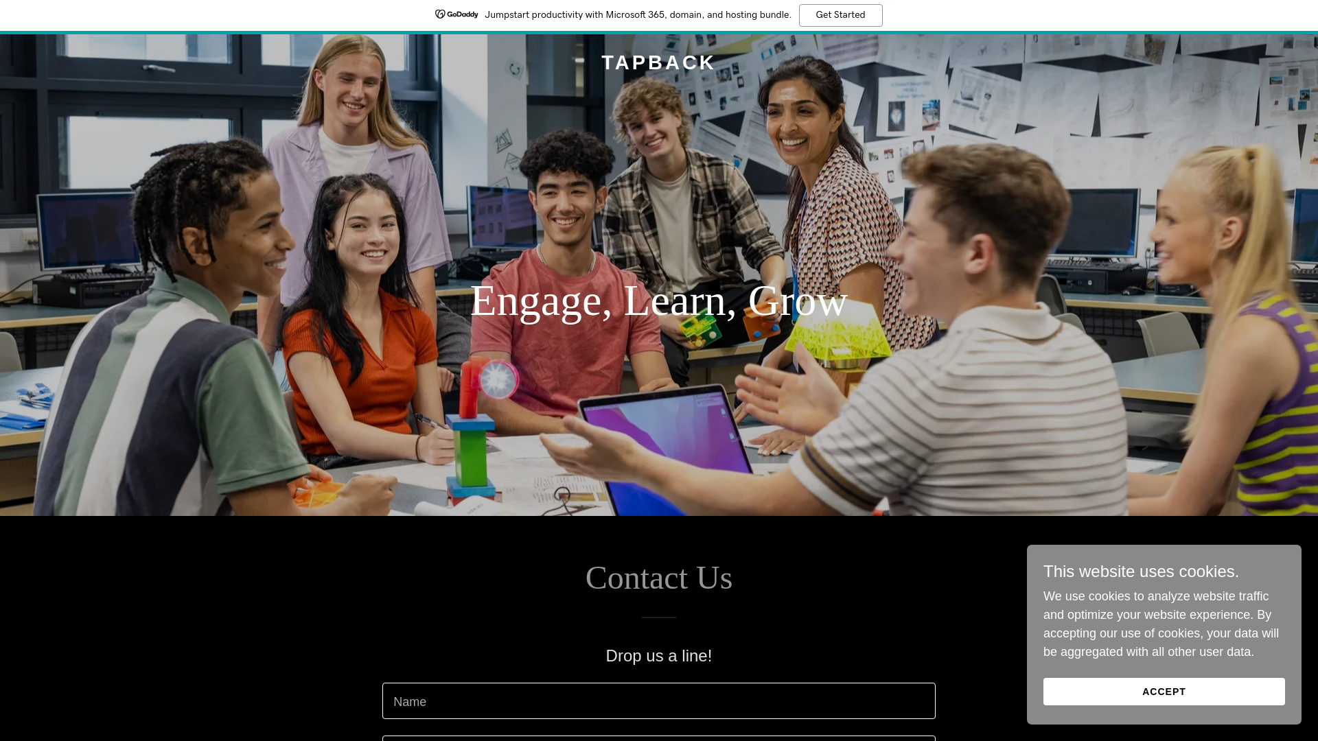 website screenshot of https://tapback.school/