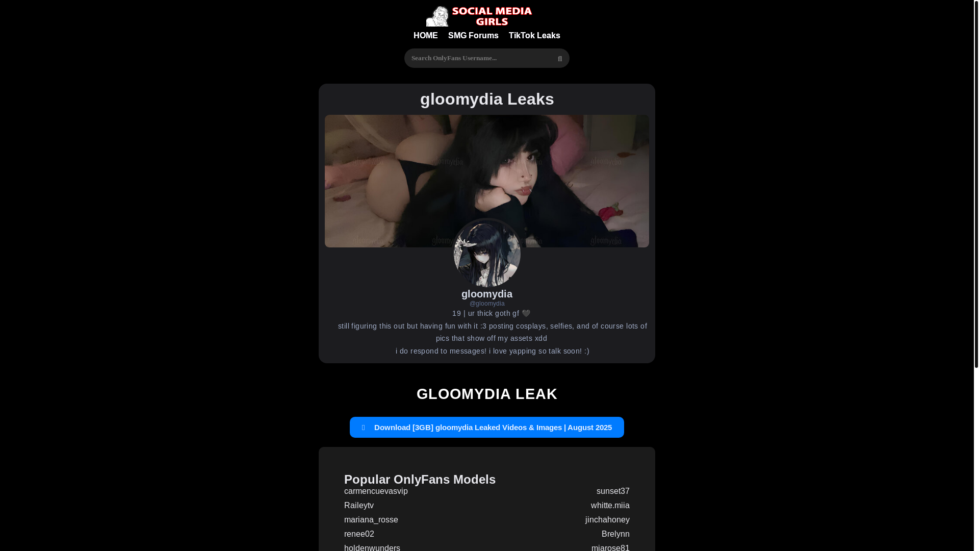 website screenshot of https://forums-socialmediagirls.com/model/gloomydia
