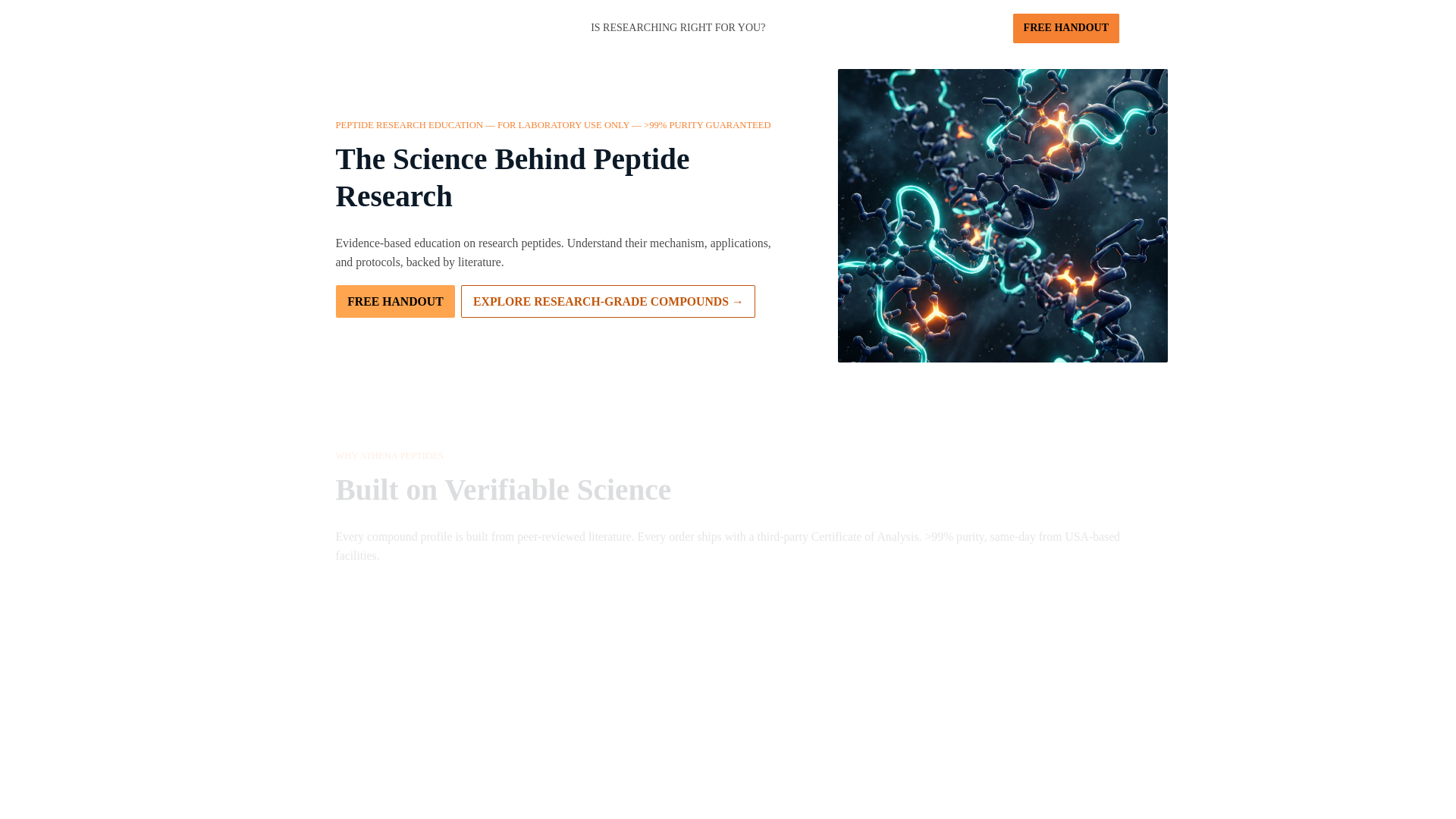 website screenshot of https://athenapeptideseducation.com/