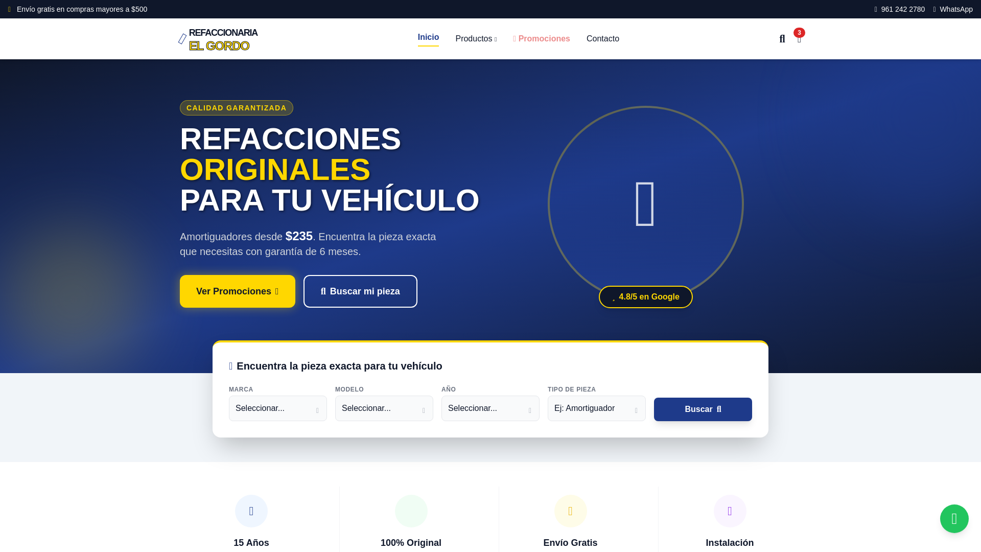 website screenshot of https://refaccionaria-del-gordo.pages.dev/
