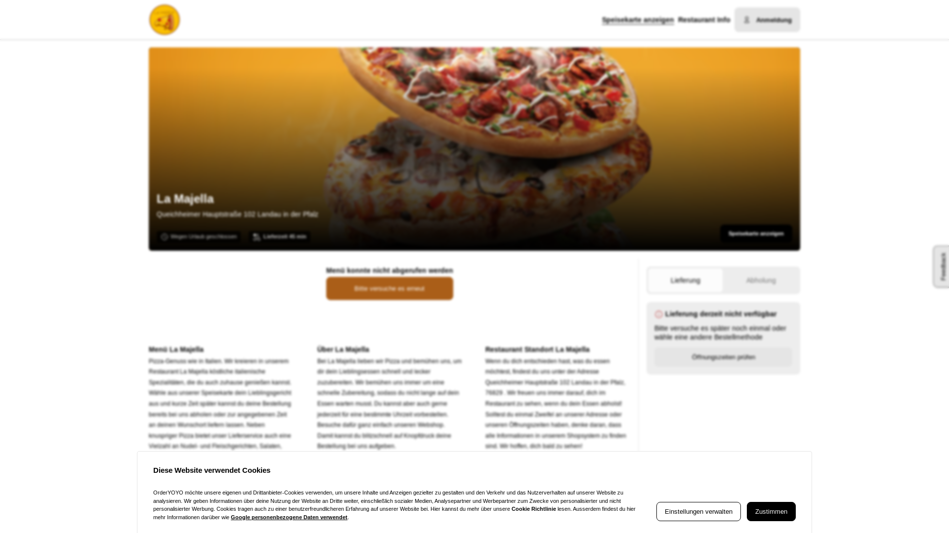 website screenshot of https://la-majella-landau.de/