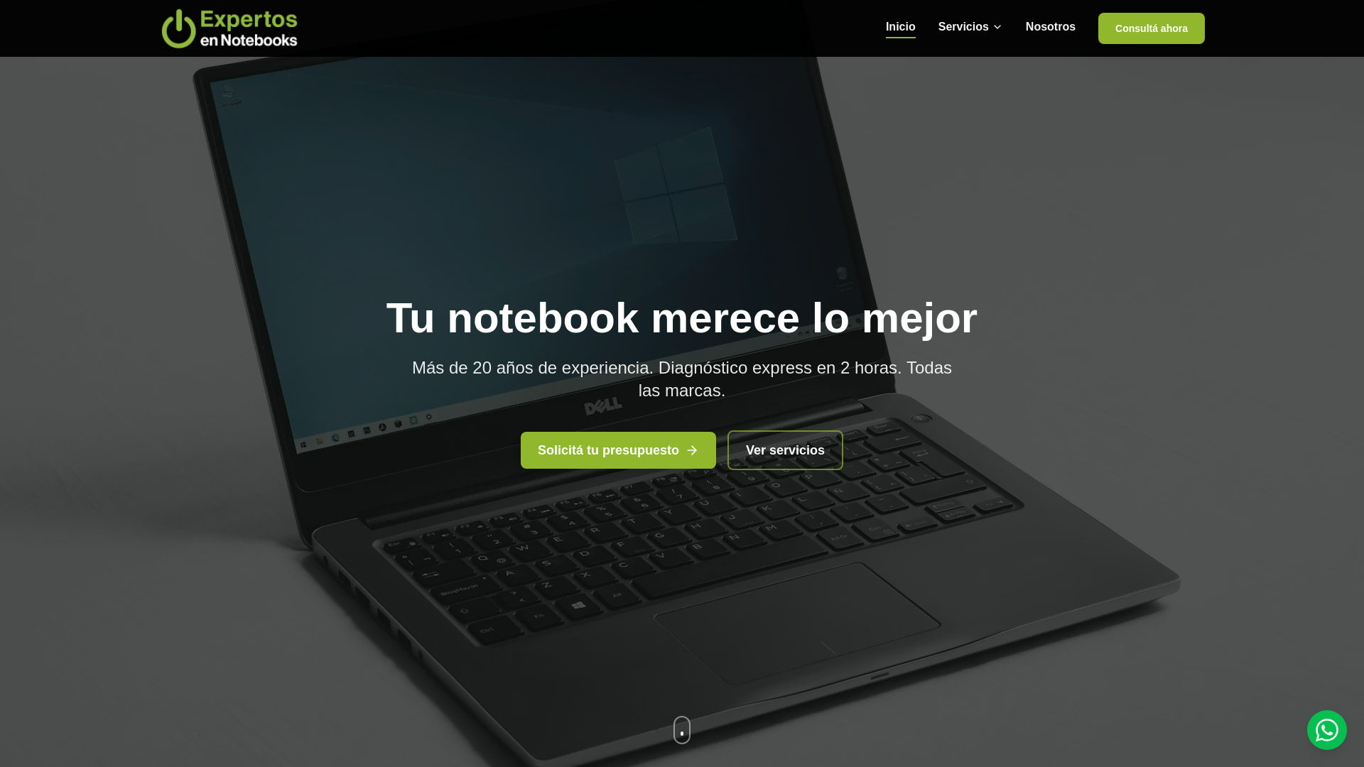 website screenshot of https://expertosennotebooks.com.ar/