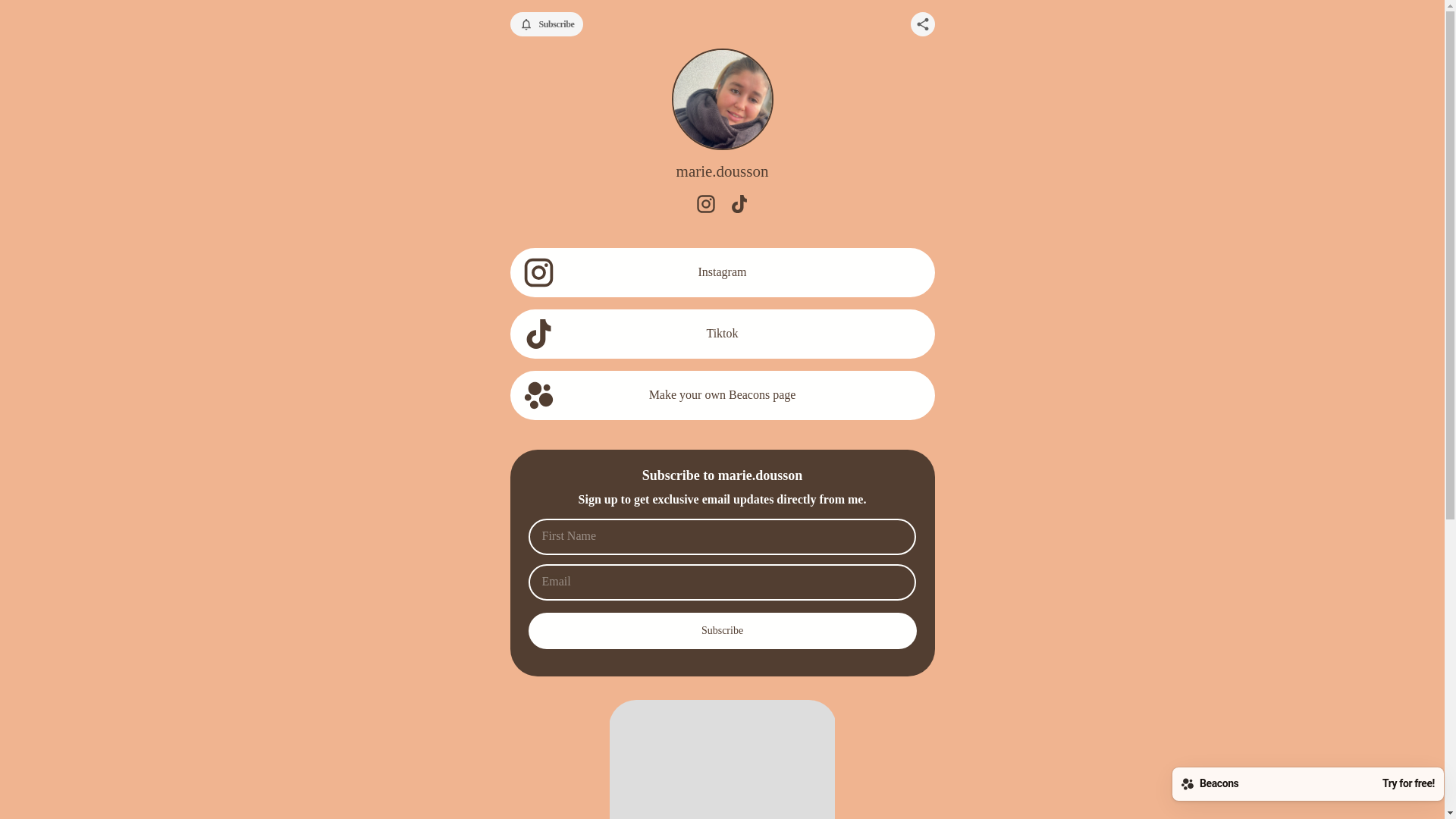 website screenshot of https://mariedousson.com/