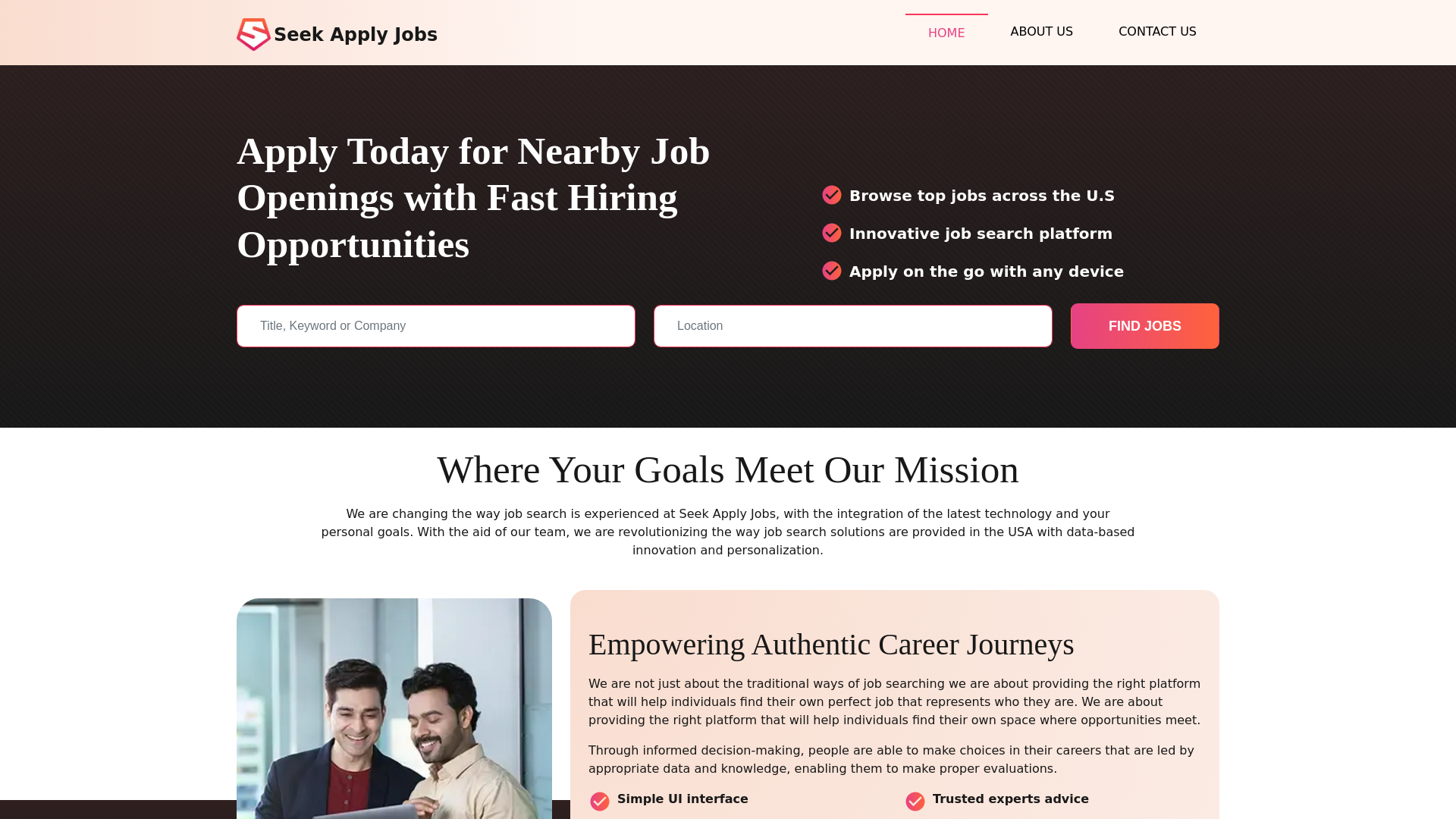 website screenshot of https://seekapplyjobs.com/