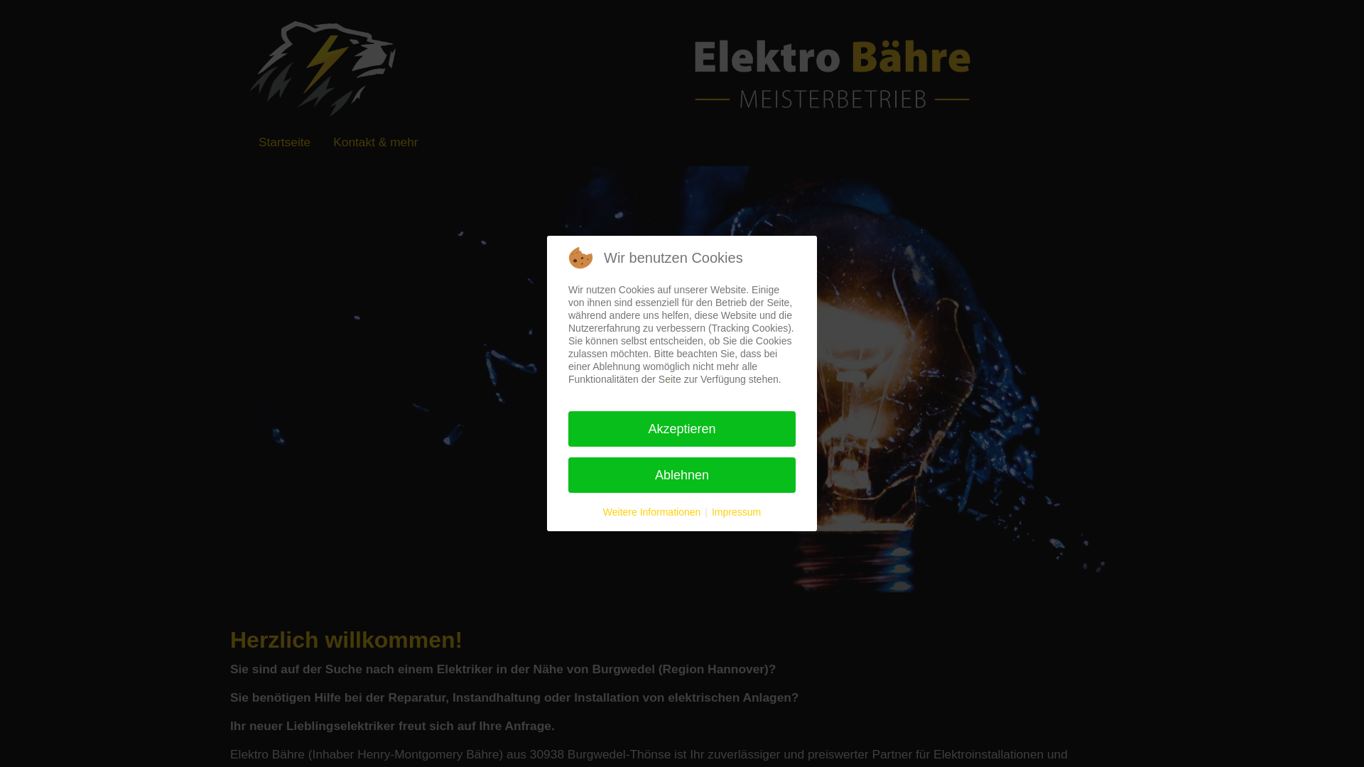 website screenshot of https://elektro-baehre.de