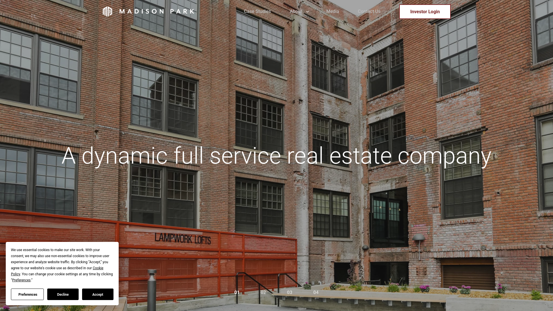 website screenshot of http://www.madisonpark.com/