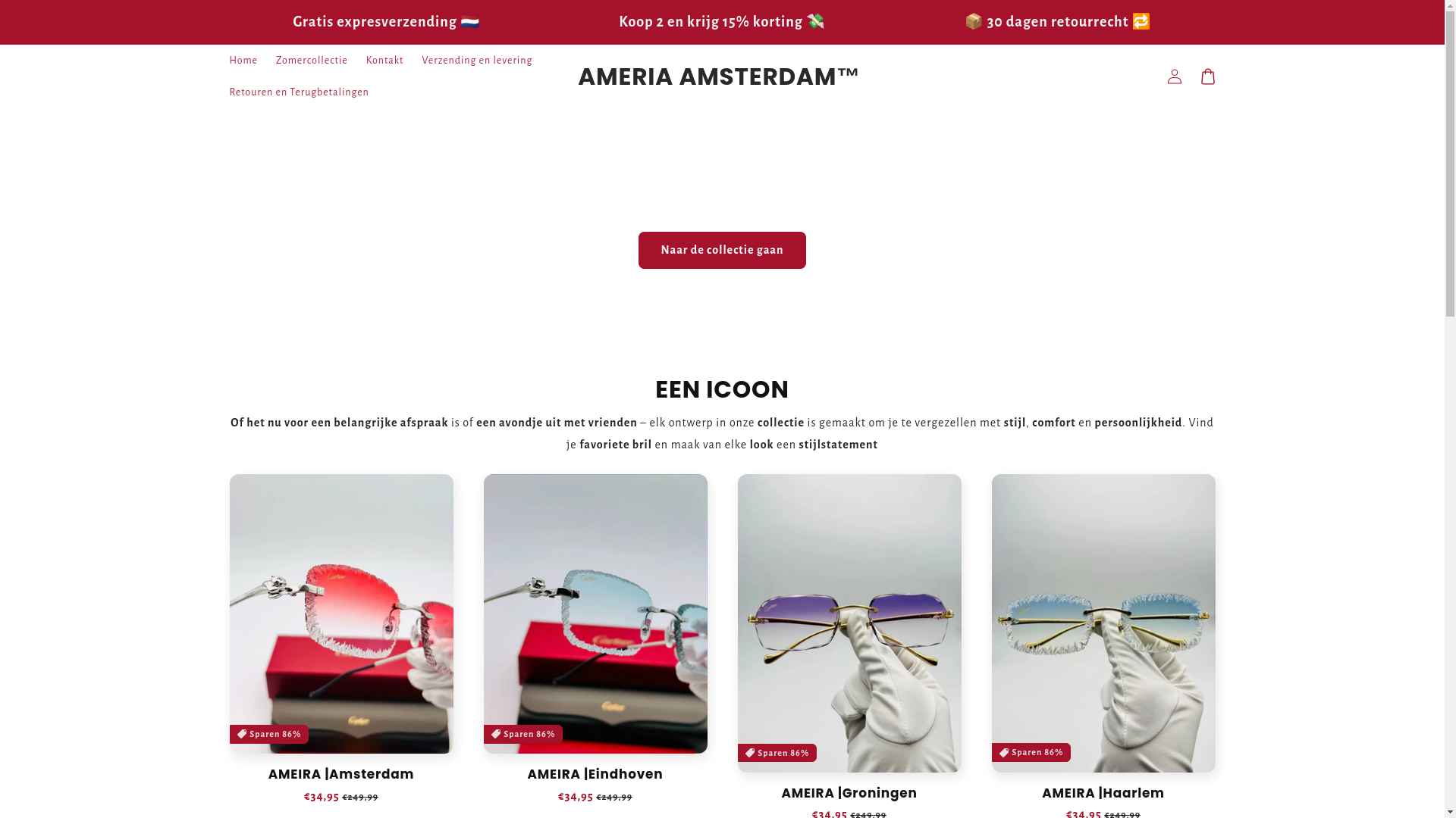 website screenshot of https://ameriaamsterdam.shop/