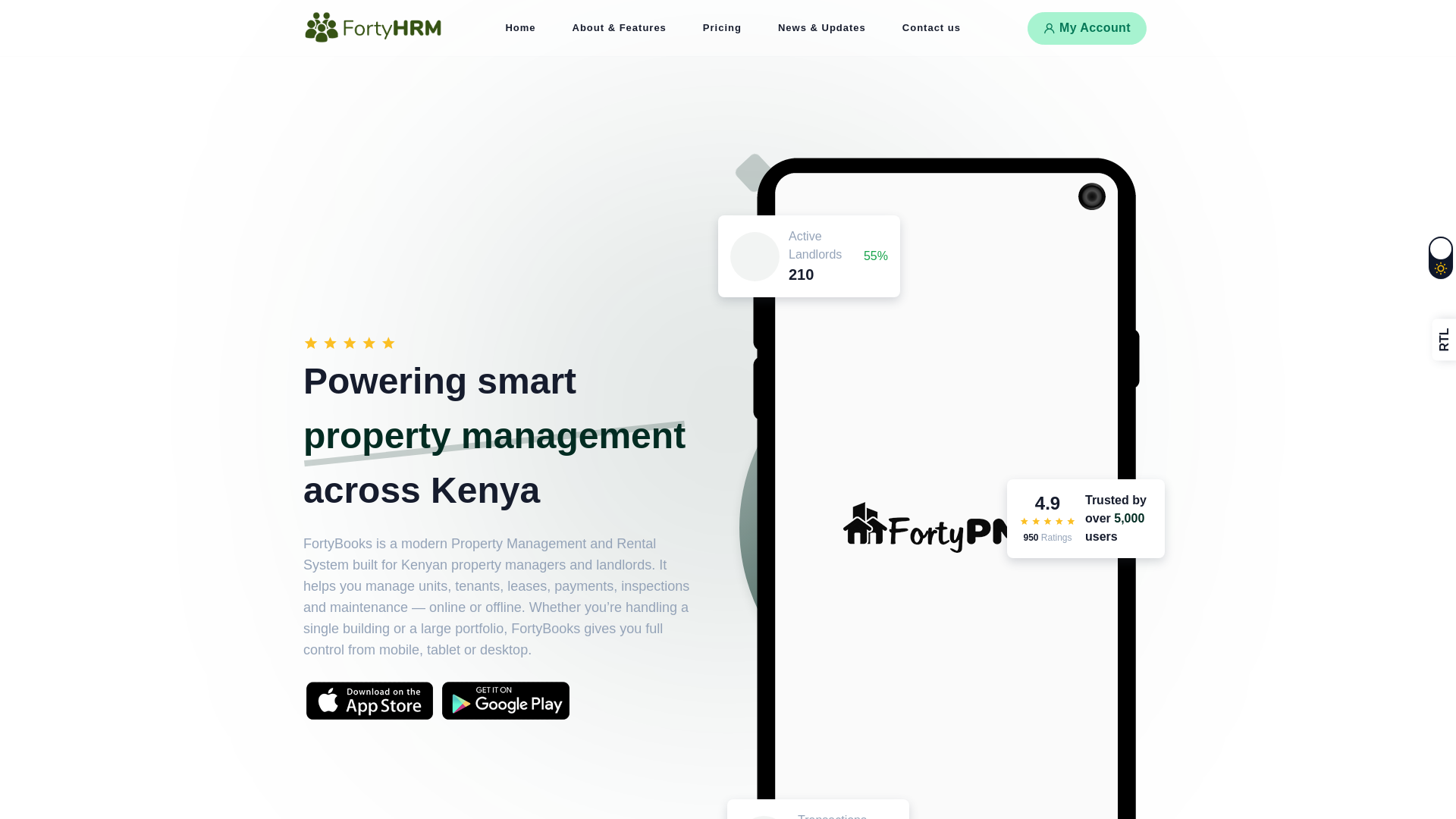 website screenshot of https://fortybooks.co.ke/