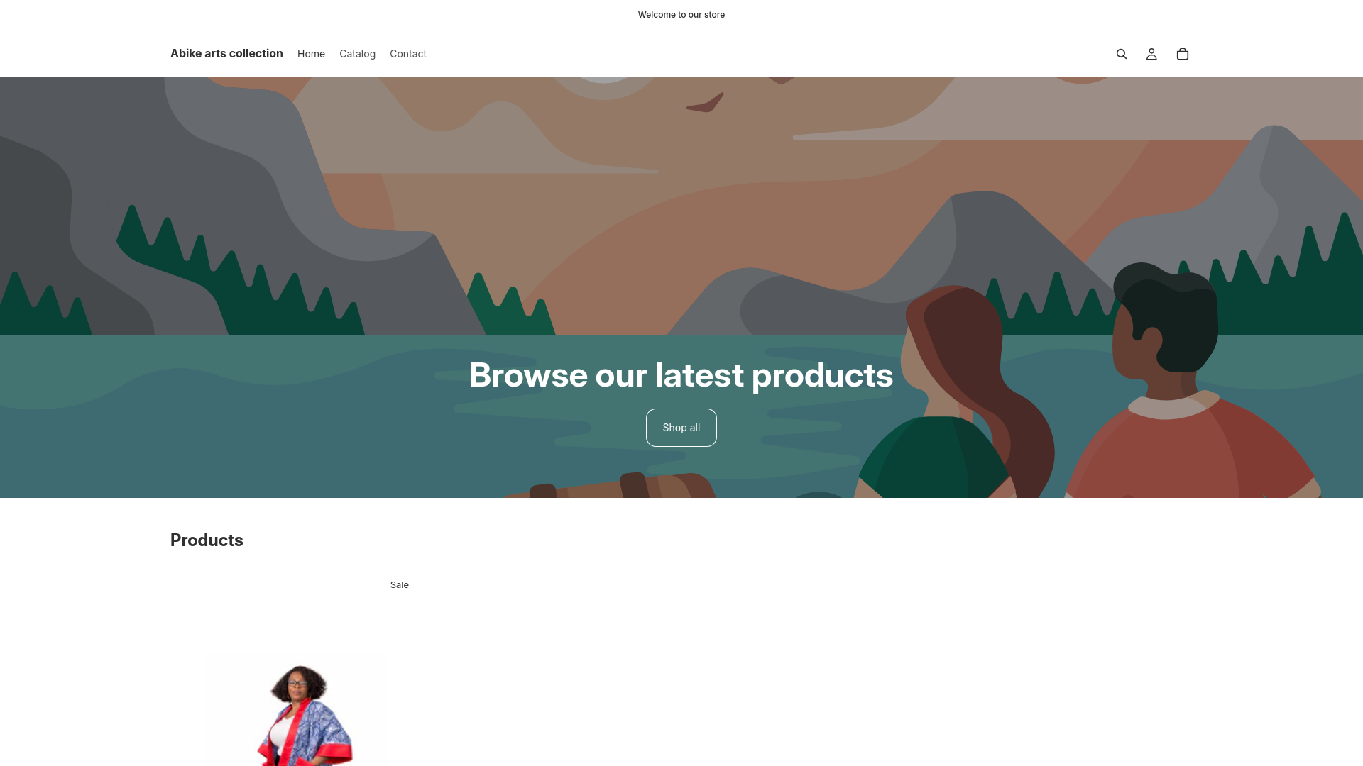 website screenshot of https://abikeartscollection.com/