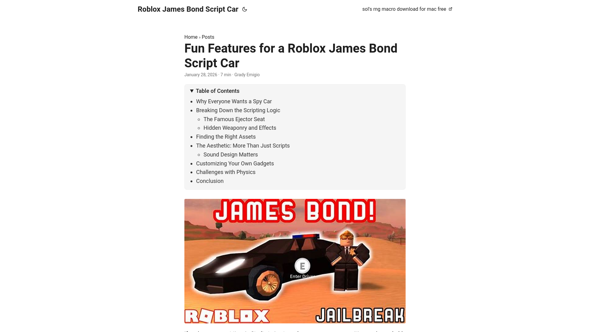 website screenshot of https://roblox-james-bond-script-car.pages.dev/
