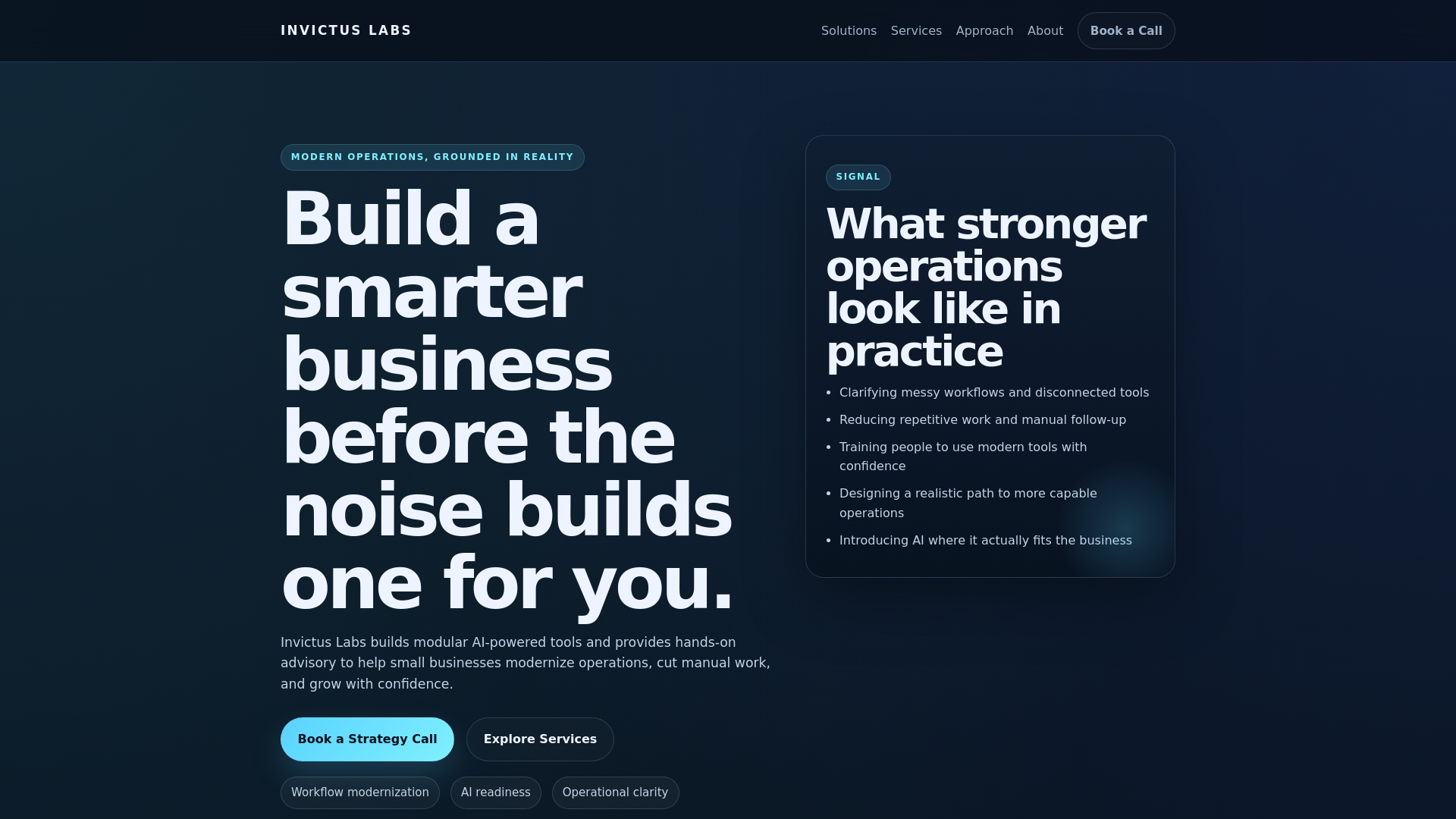 website screenshot of https://invictus-labs.net/