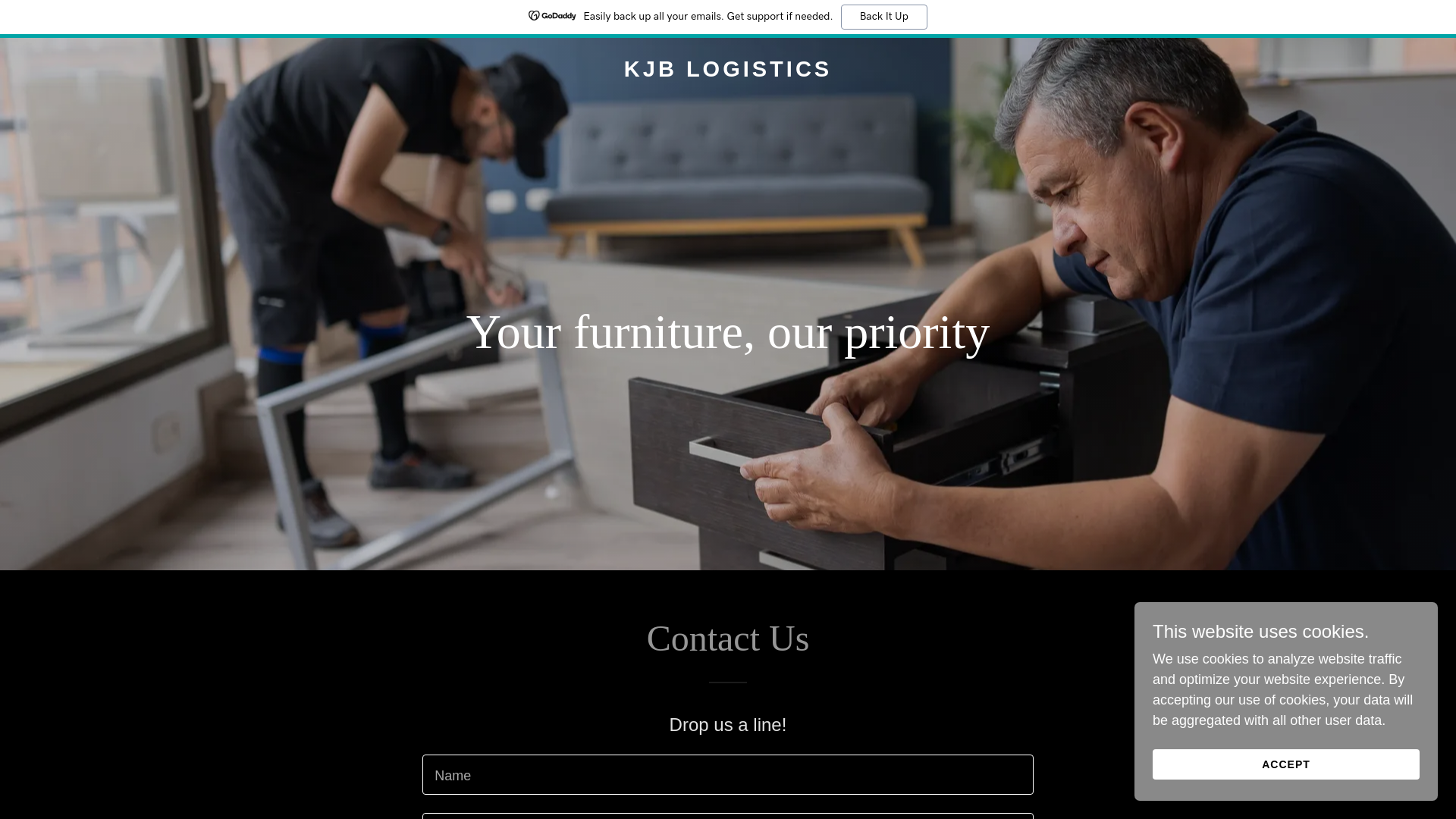 website screenshot of https://kjblogistics.com/