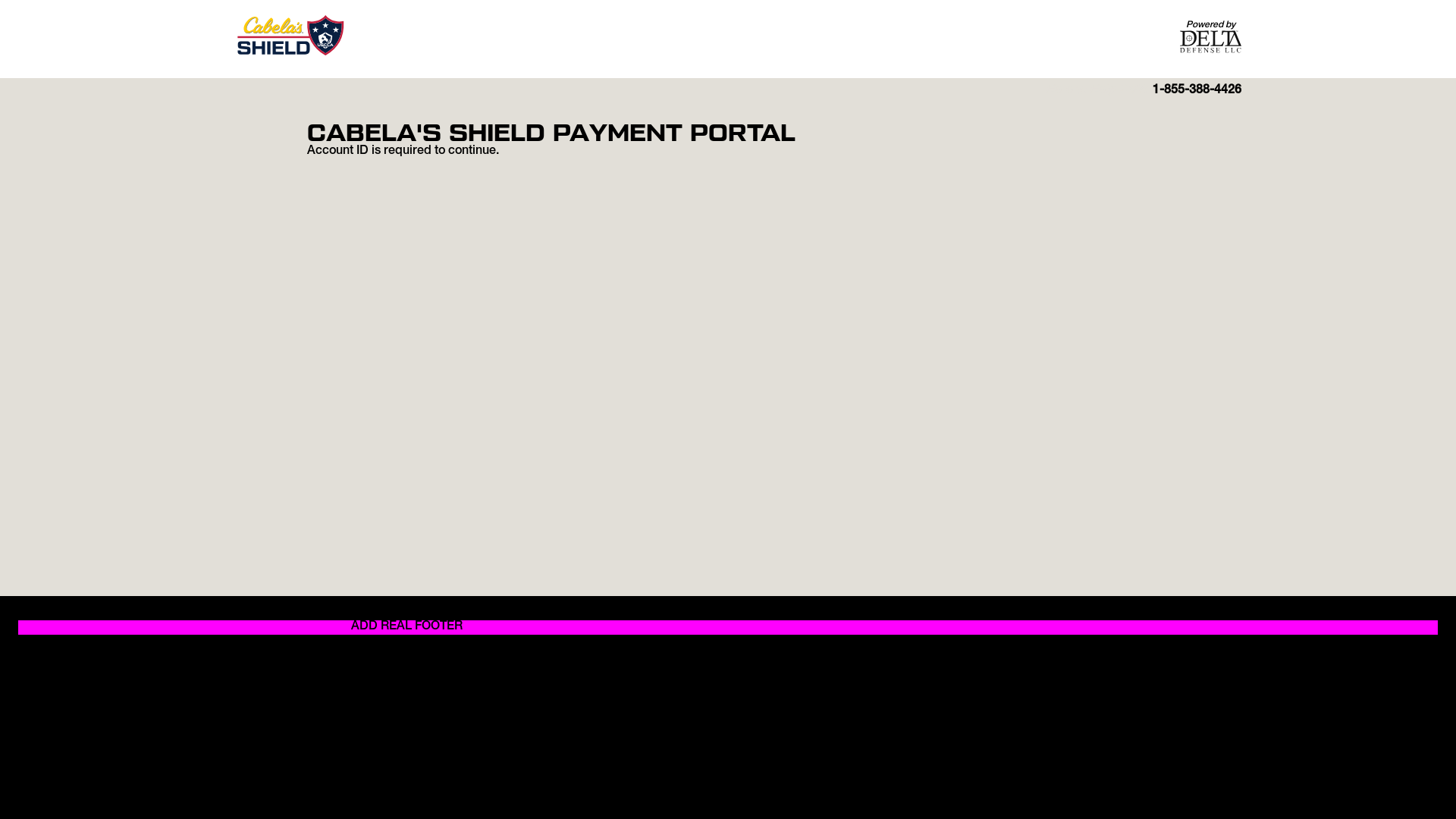 website screenshot of https://cabelas-shield-payment-portal.pages.dev/
