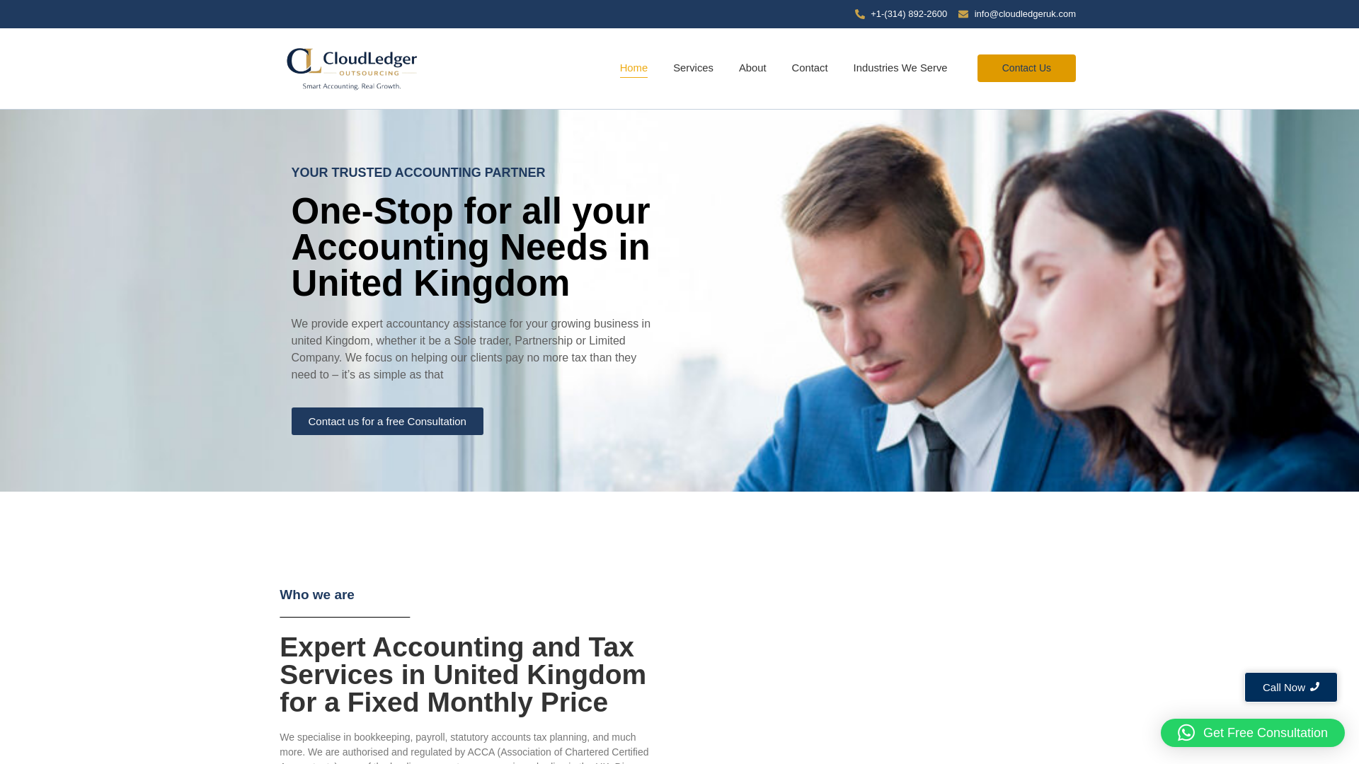 website screenshot of https://cloudledgeruk.com/