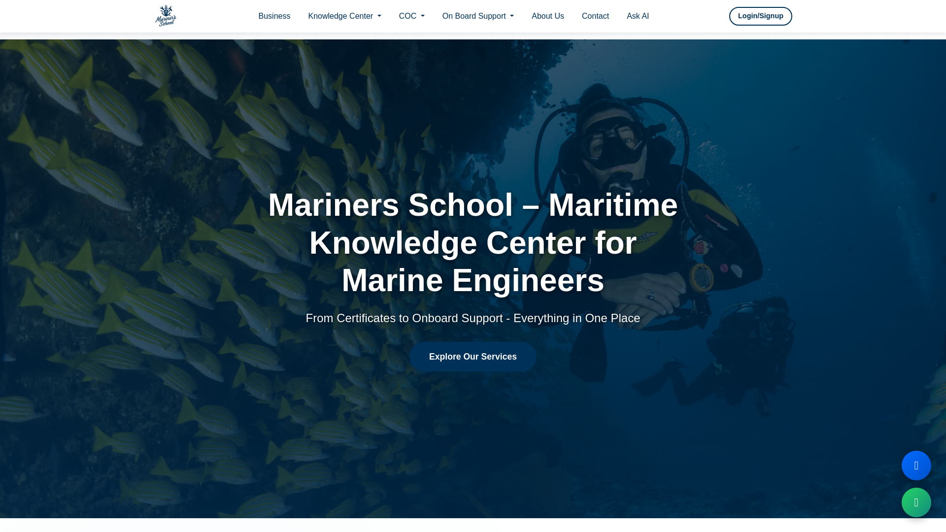 website screenshot of https://marinersschool.academy/