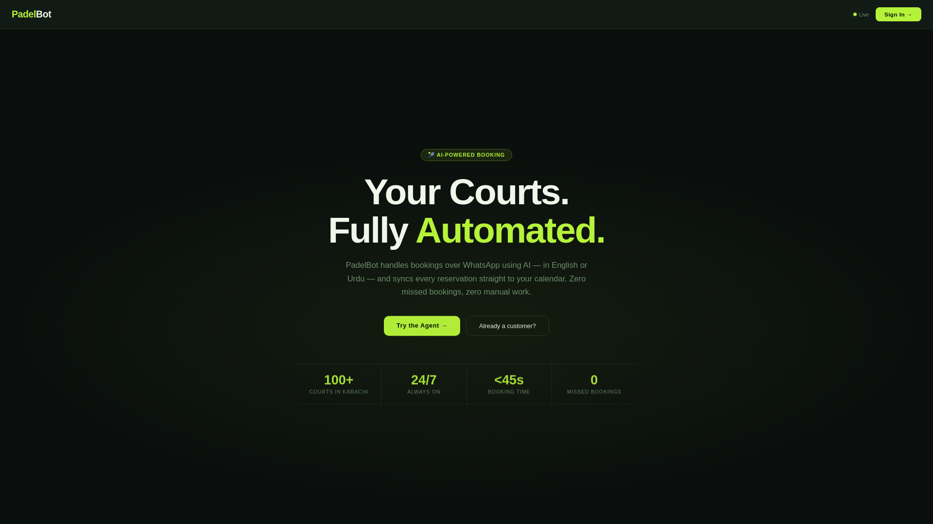 website screenshot of https://padelbot-dashboard.pages.dev/