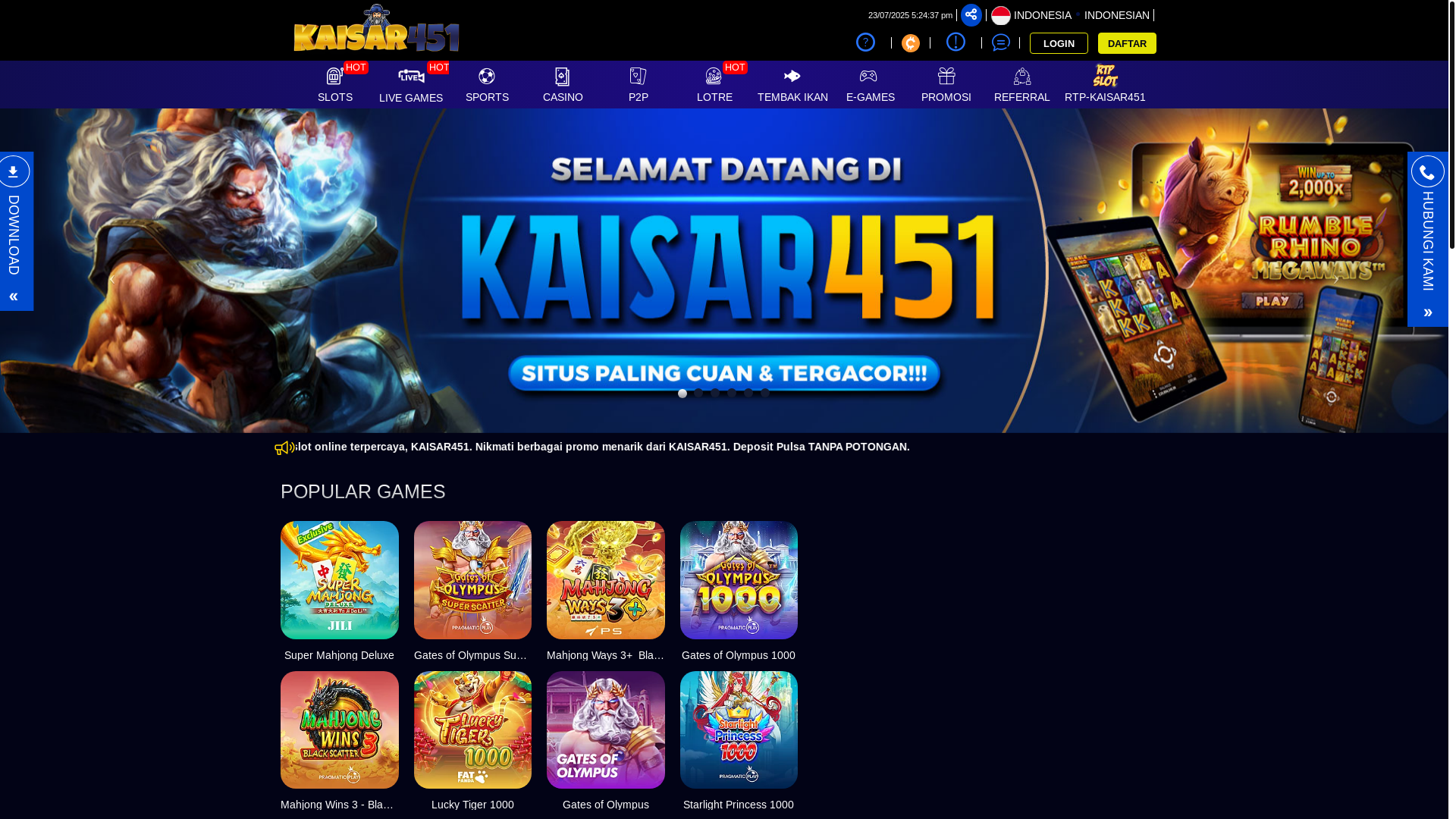 website screenshot of https://kaisargameluar.com/