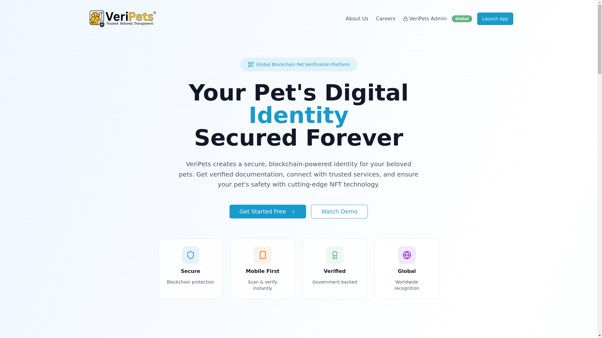 website screenshot of https://veripets-frontend.pages.dev/