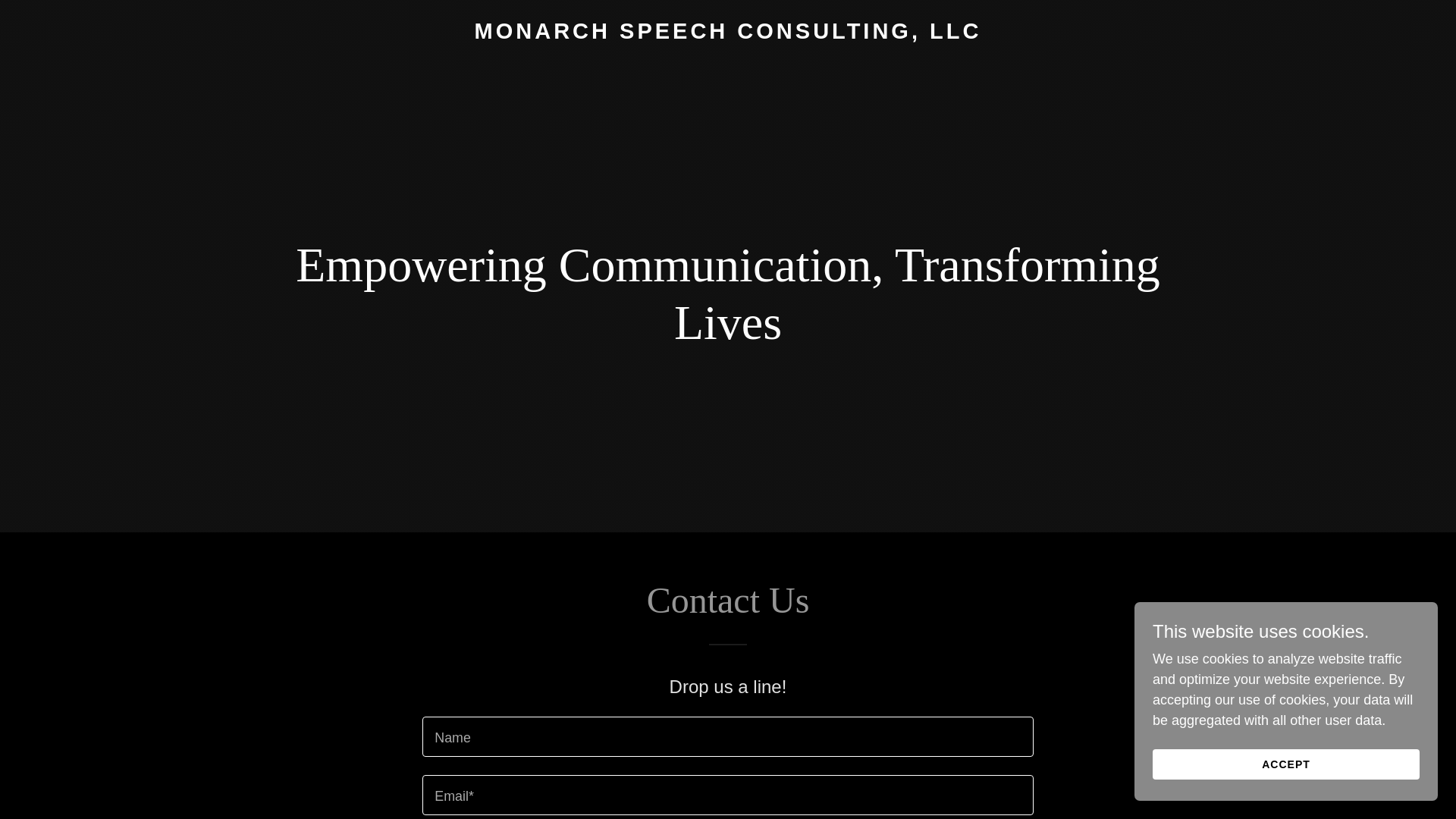 website screenshot of https://monarchspeechconsulting.com/