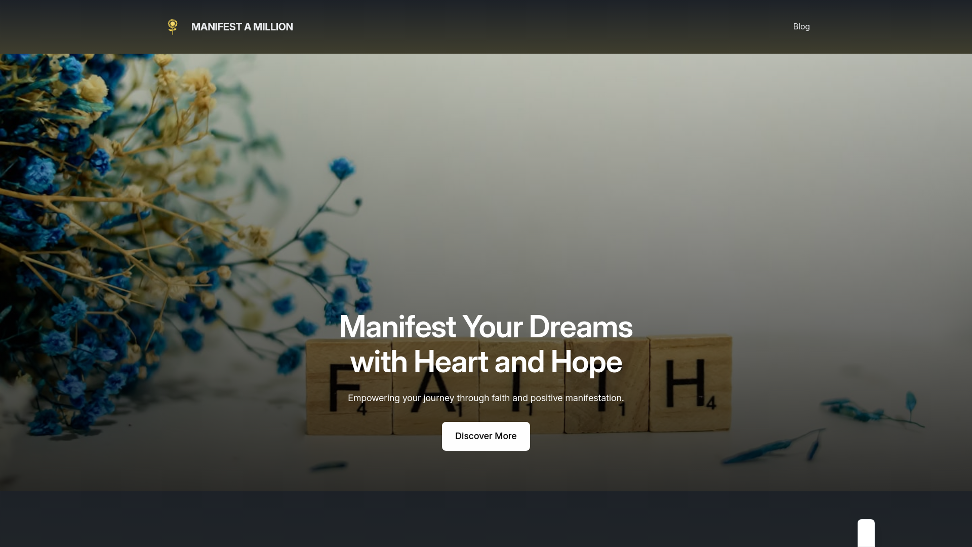 website screenshot of https://manifestamillion.co.uk
