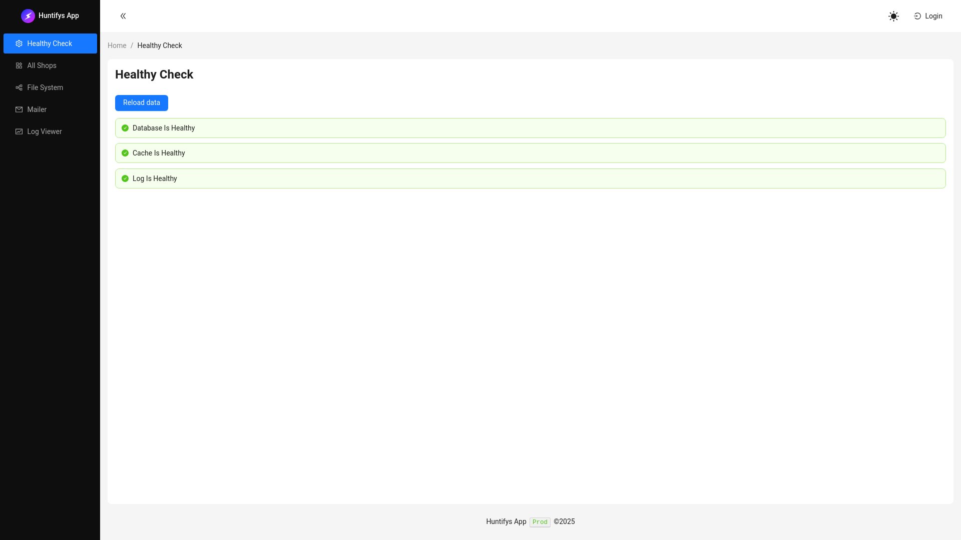 website screenshot of https://huntifys-dashboard.pages.dev/