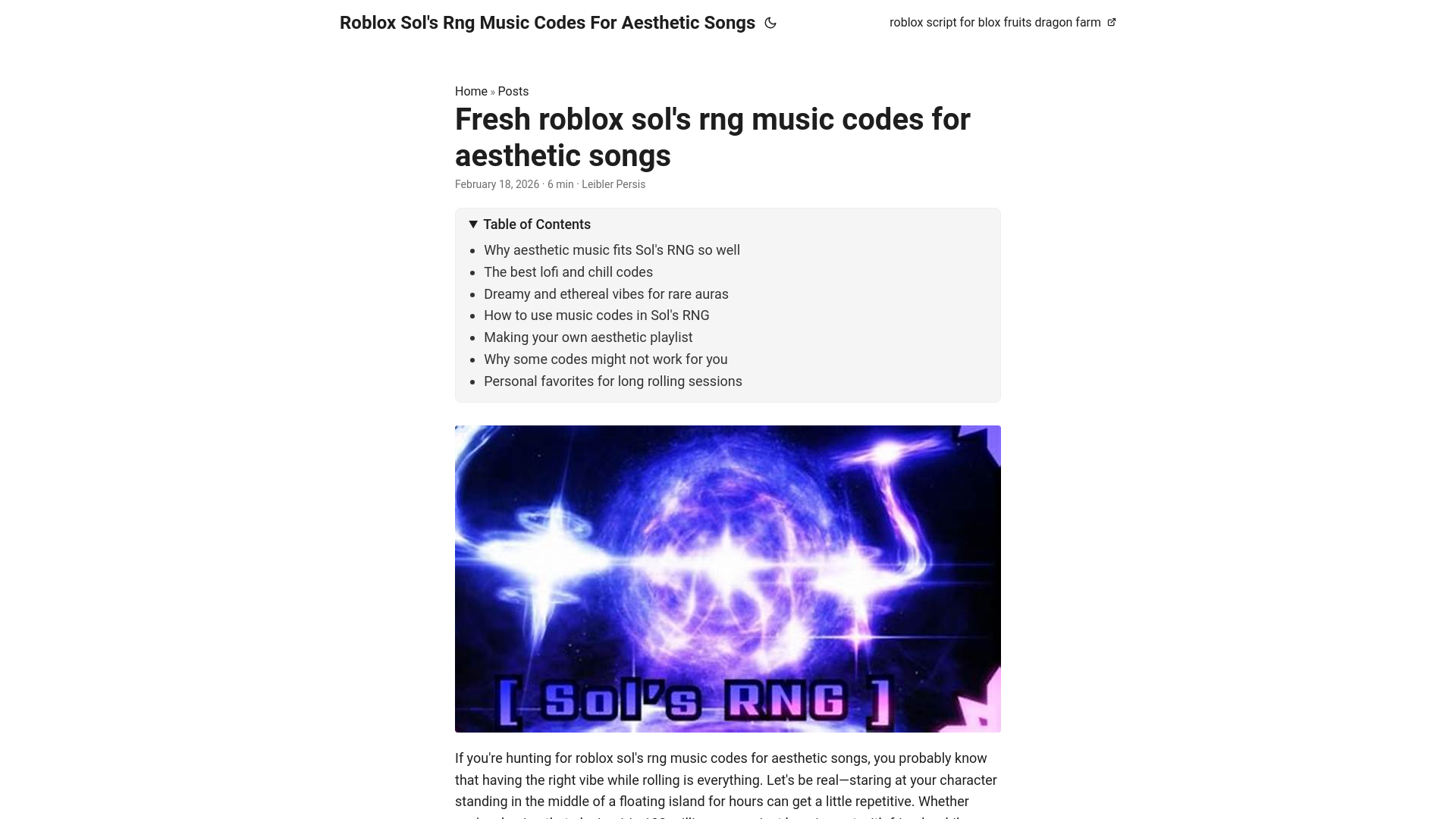 website screenshot of https://roblox-sols-rng-music-codes-for-aesthetic-songs.pages.dev/
